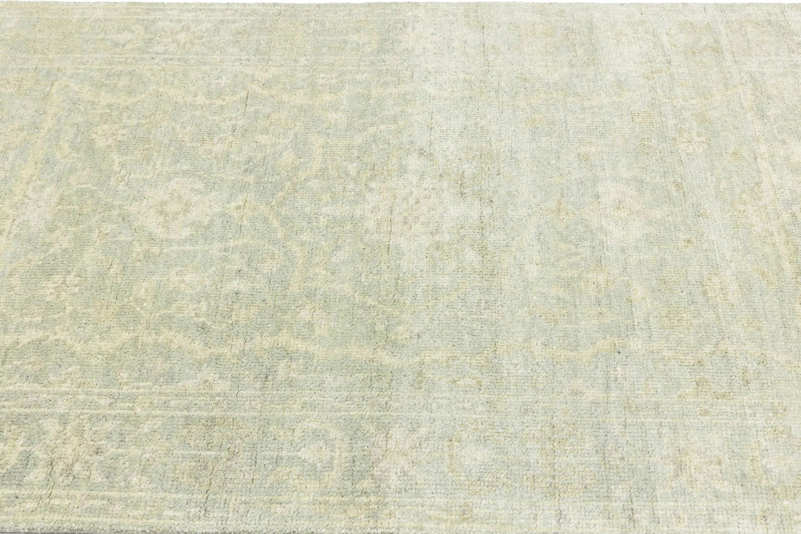 Muted Green Floral 4X6 Transitional Oriental Rug - 7