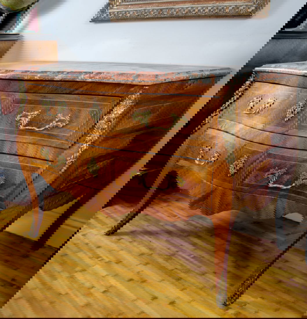 18th Century French Louis XV Gilt Bronze Mounted Kingwood Commode molded marble - 2