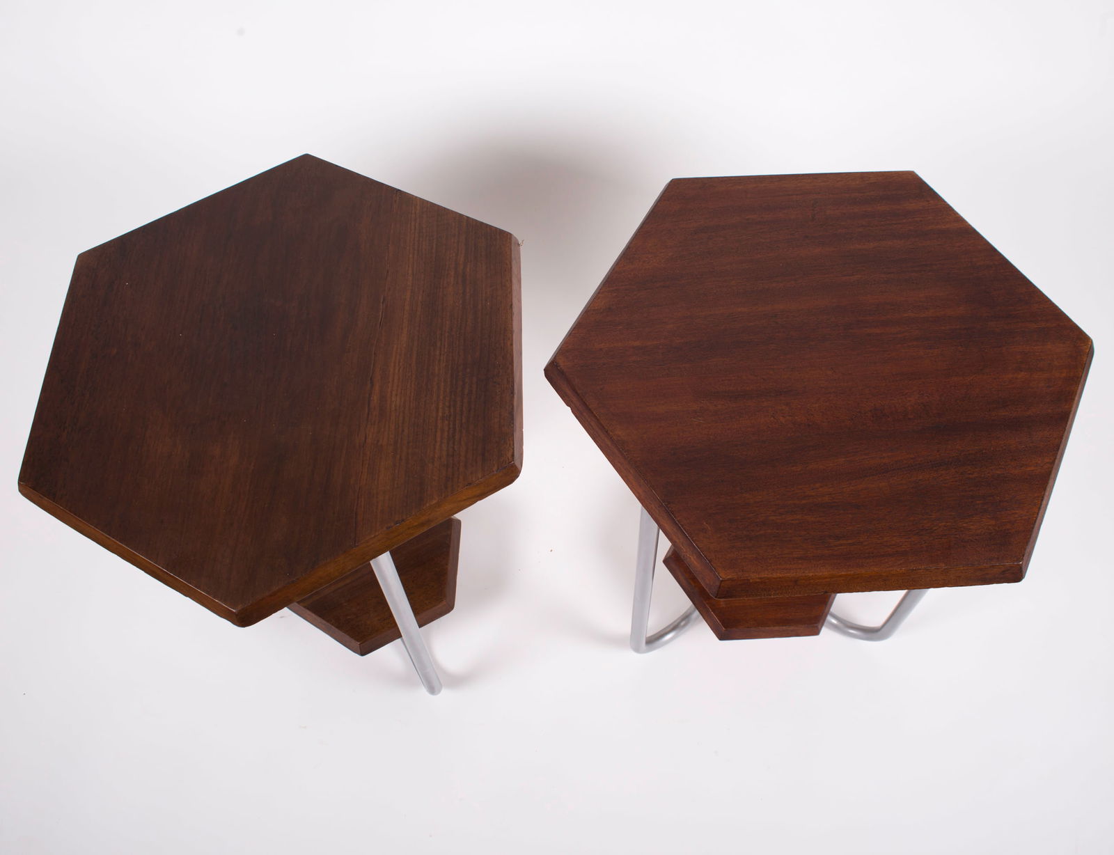 Pair of French art deco Octagon Table Peugeot cubist - 2