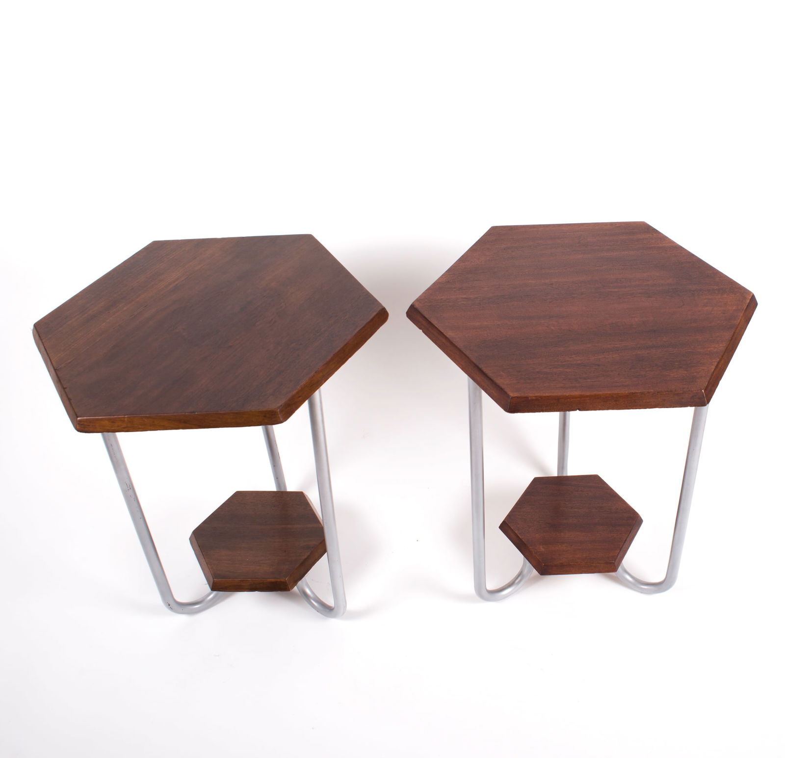 Pair of French art deco Octagon Table Peugeot cubist - 4