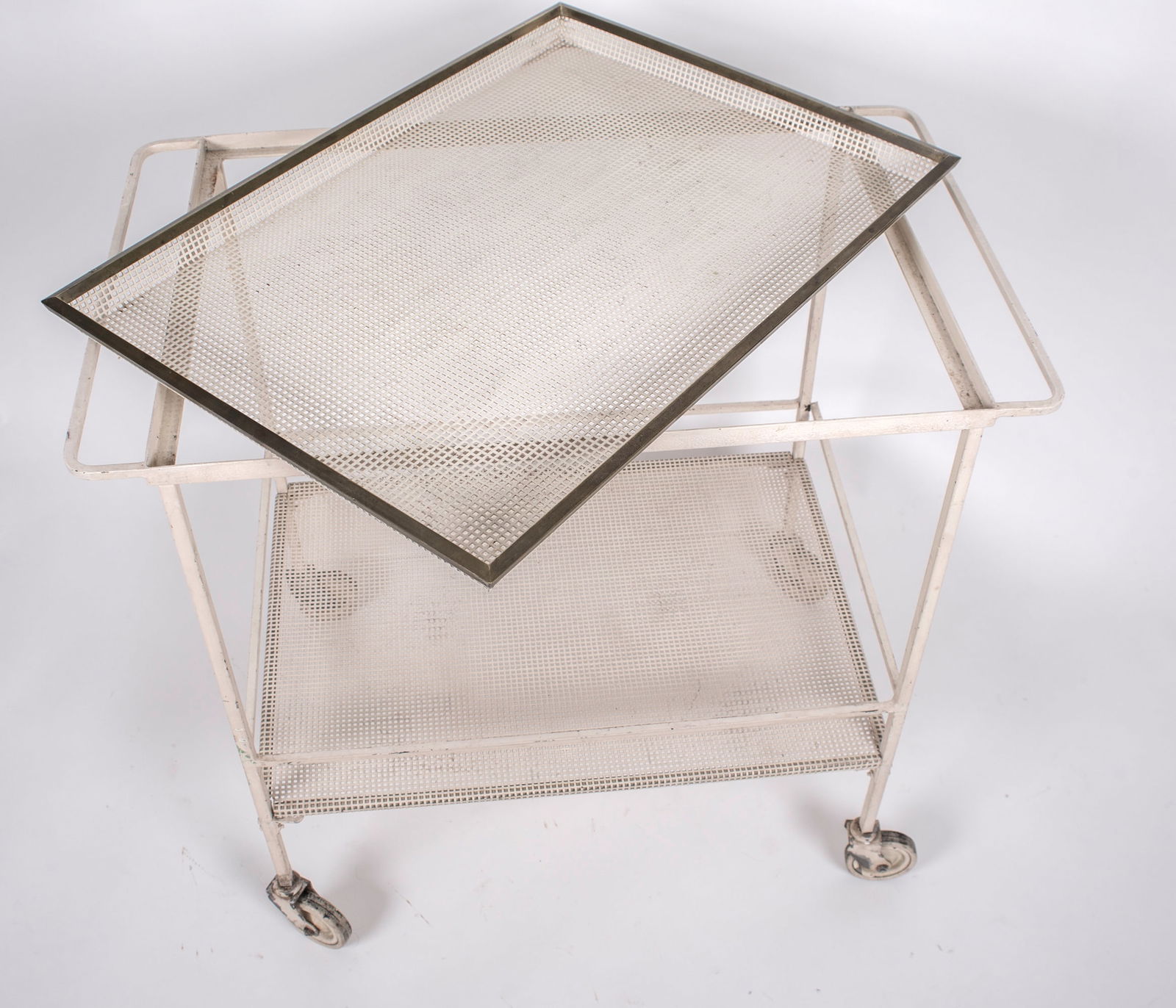 FRENCH MODERNIST white serving table MATEGOT Mid century - 3