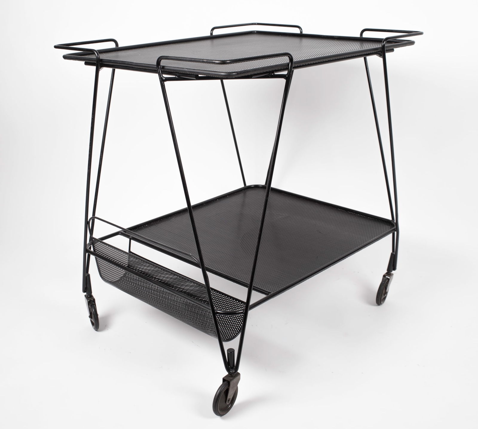 FRENCH MODERNIST Black serving table MATEGOT Mid century - 4