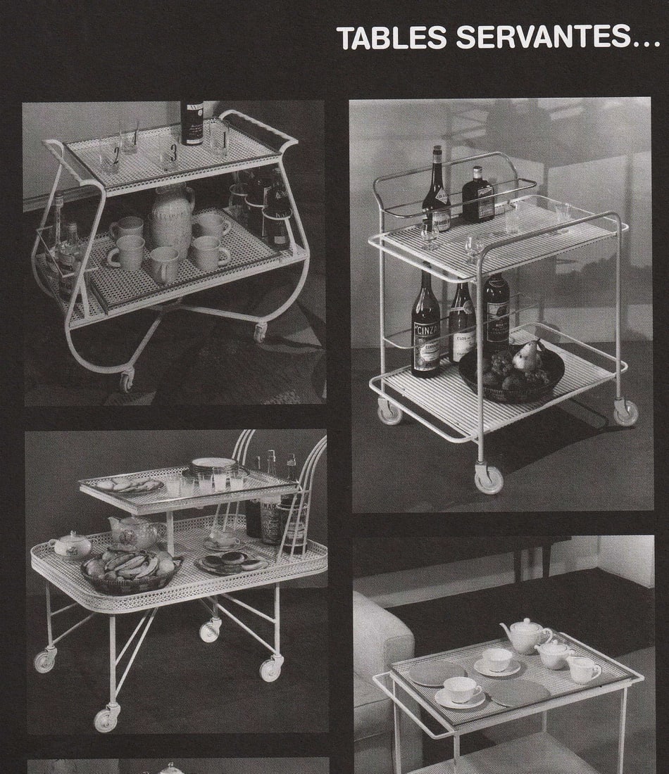 FRENCH MODERNIST ROLLING BAR TROLLEY MATEGOT Mid century serving table rigitulle - 6