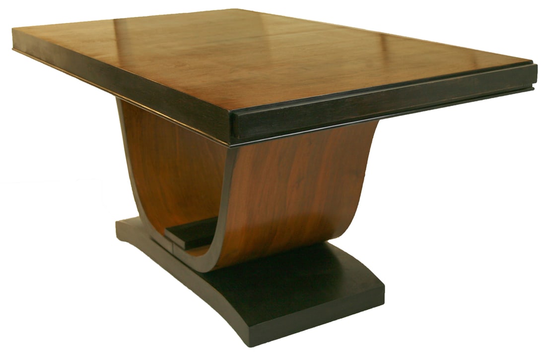 FRENCH ART DECO Dining room table U SWAN BASE Walnut (1 of 2)