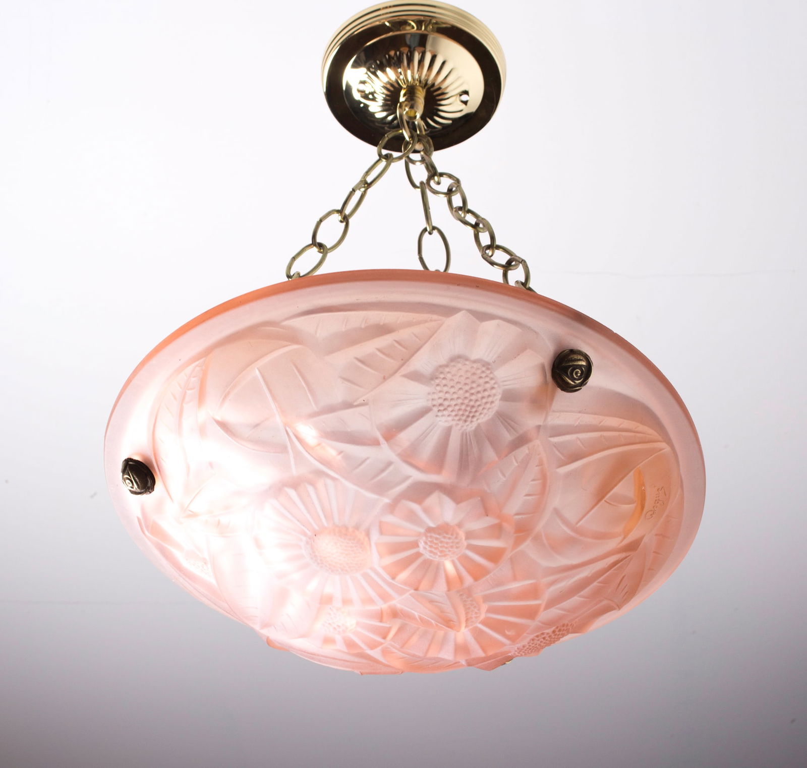 Cubist FRENCH Art-Deco Chandelier Degue David Guéron pink (1 of 5)