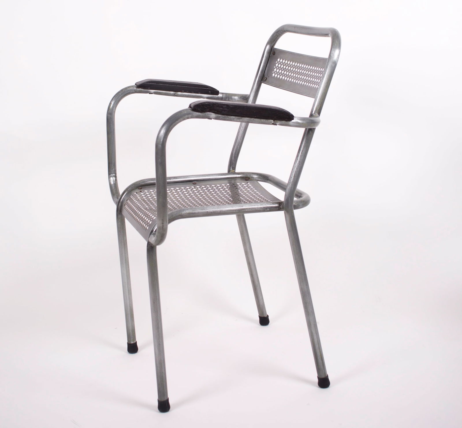 MATHIEU MATEGOT pair of metal armchair rigitulle french mid century - 2