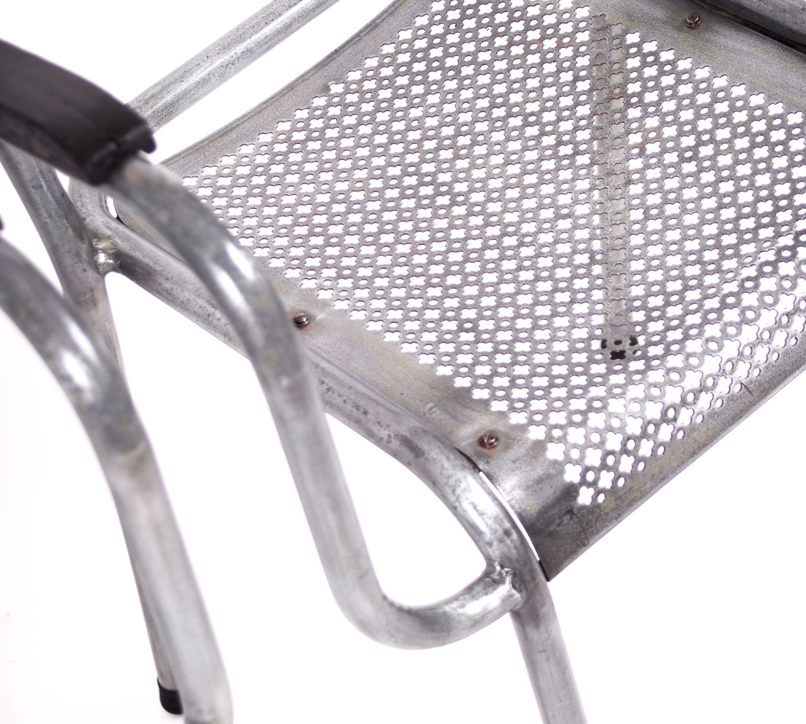 MATHIEU MATEGOT pair of metal armchair rigitulle french mid century - 6