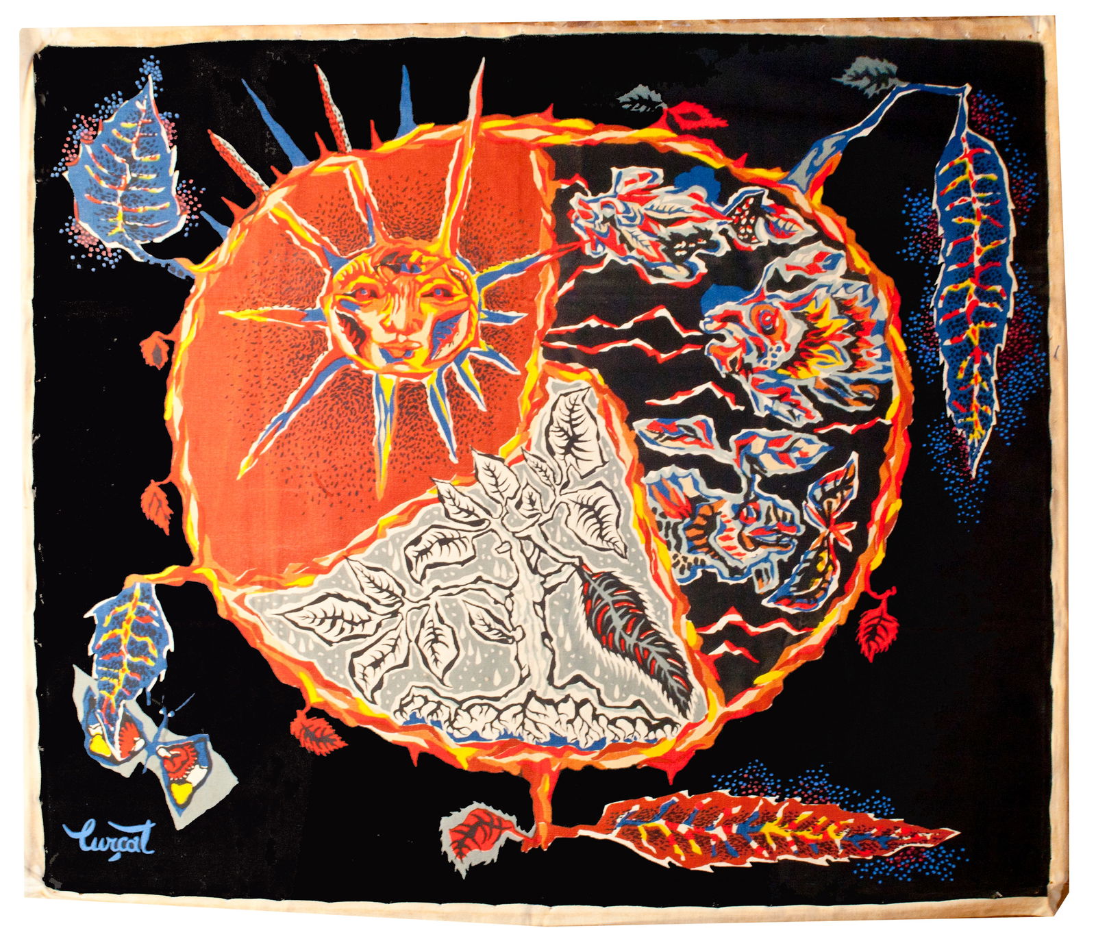 Season sun and rain - Lurcat silkscreen tapestry Aubusson (1 of 3)