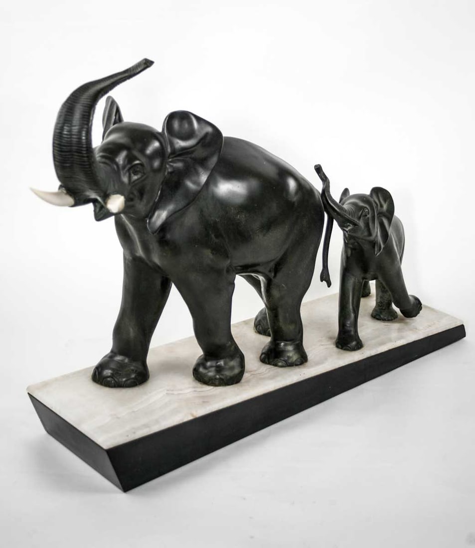LARGE FRENCH ART DECO ELEPHANTS SCULPTURE IRENEE ROCHARD - 5