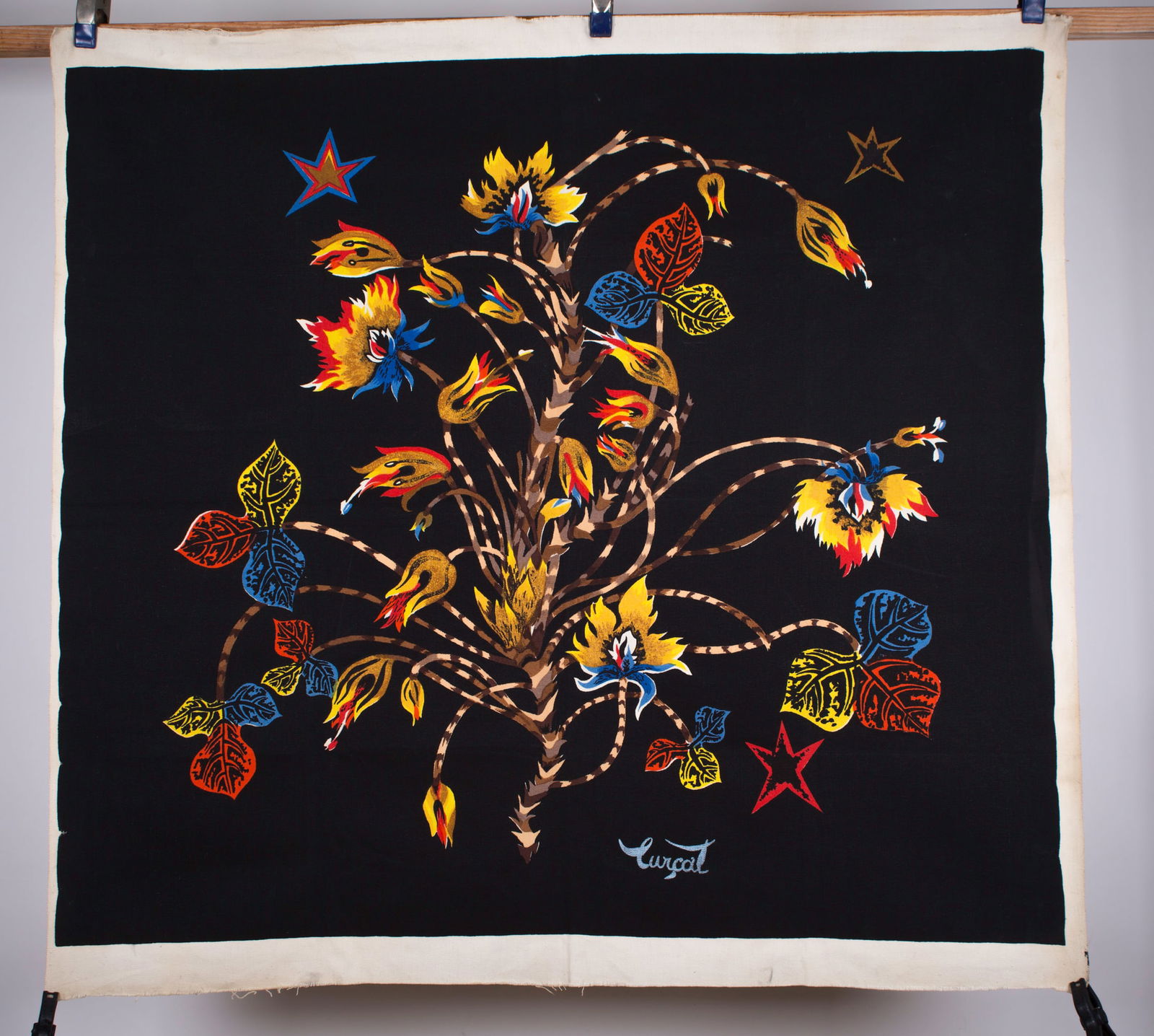 FRENCH silkscreen TAPESTRY JEAN Lurcat MODERNIST COROT (1 of 4)