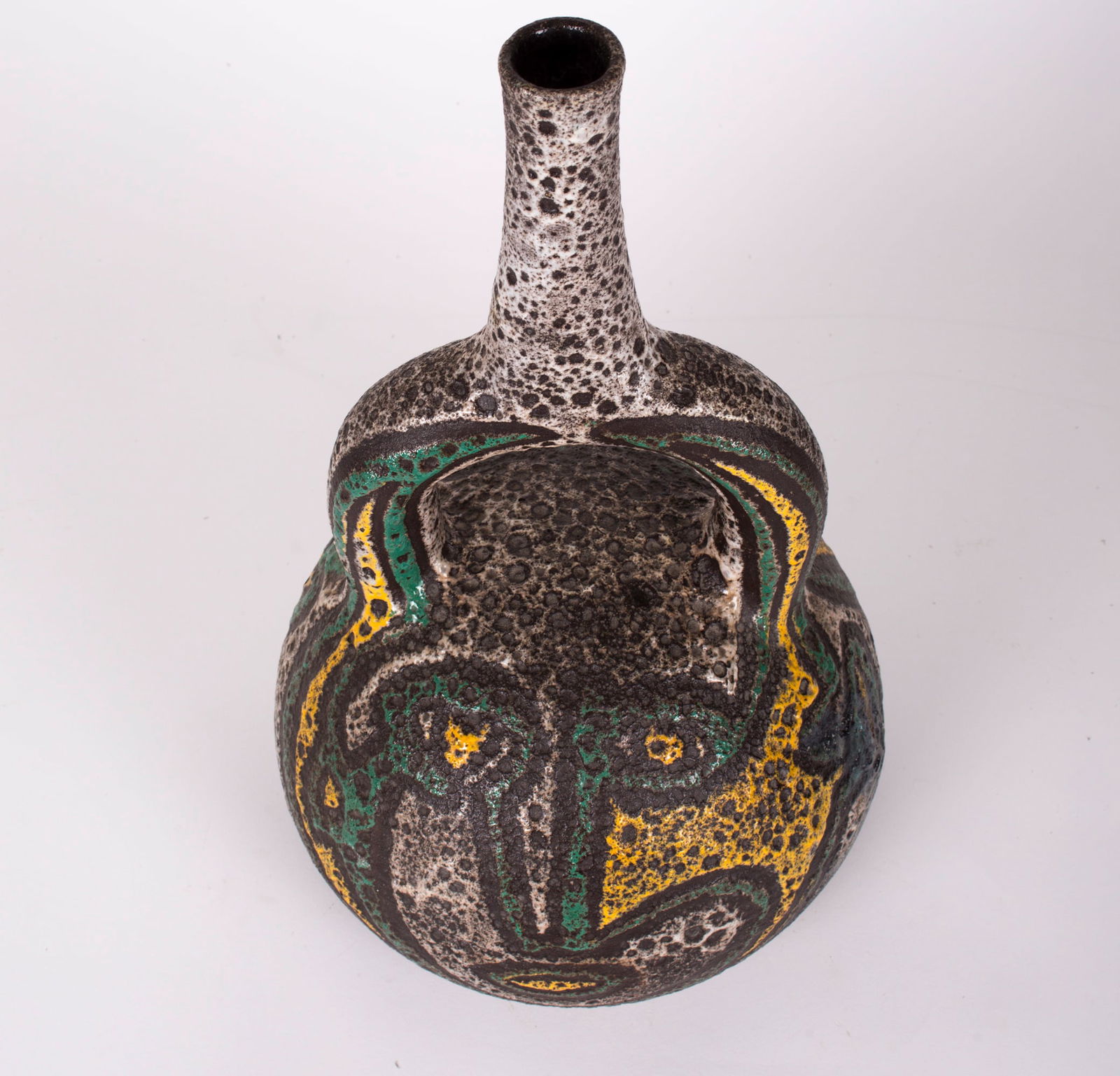 Mid-Century French Pottery ACCOLAY Ceramic stirrups vase - 3