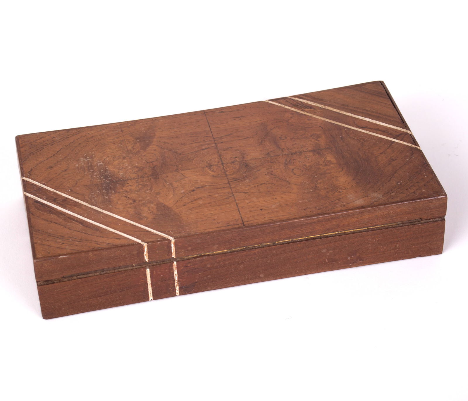 French Antique art deco tote box in the manner of Leleu Flamed Walnut - 3