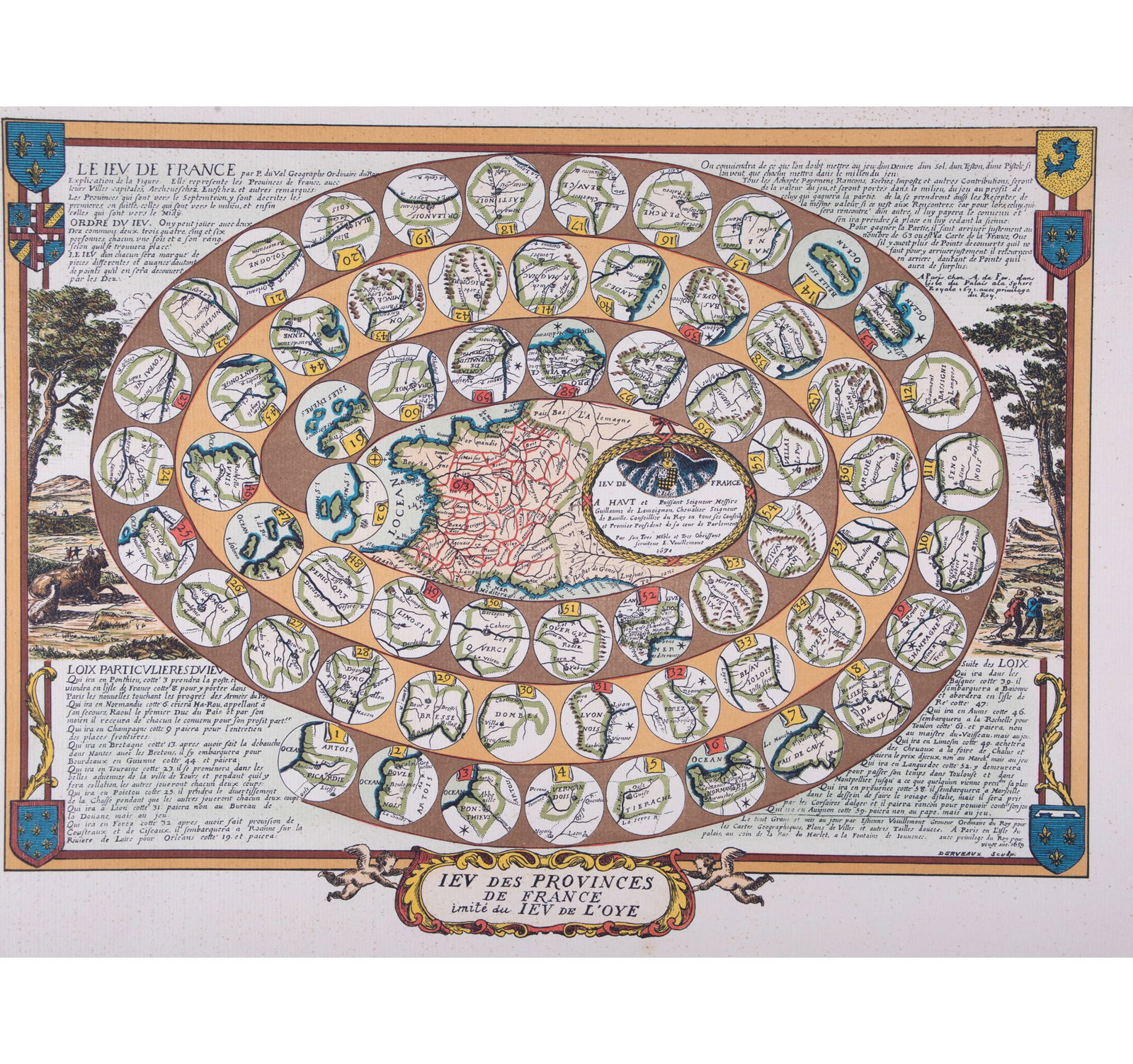 French Jeu de L'oie/ Goose game dated 1691 19th reprint - 2