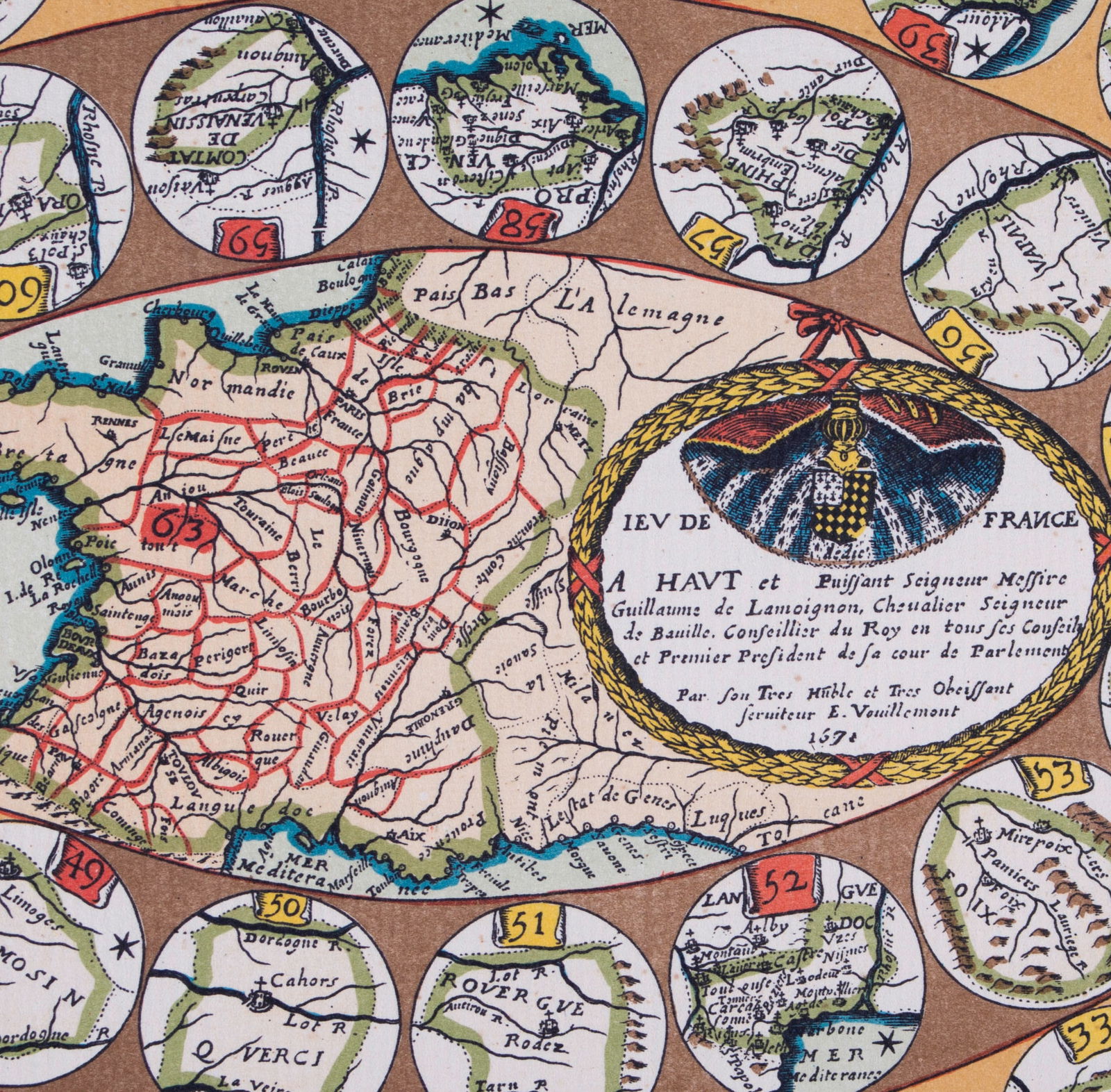 French Jeu de L'oie/ Goose game dated 1691 19th reprint - 4