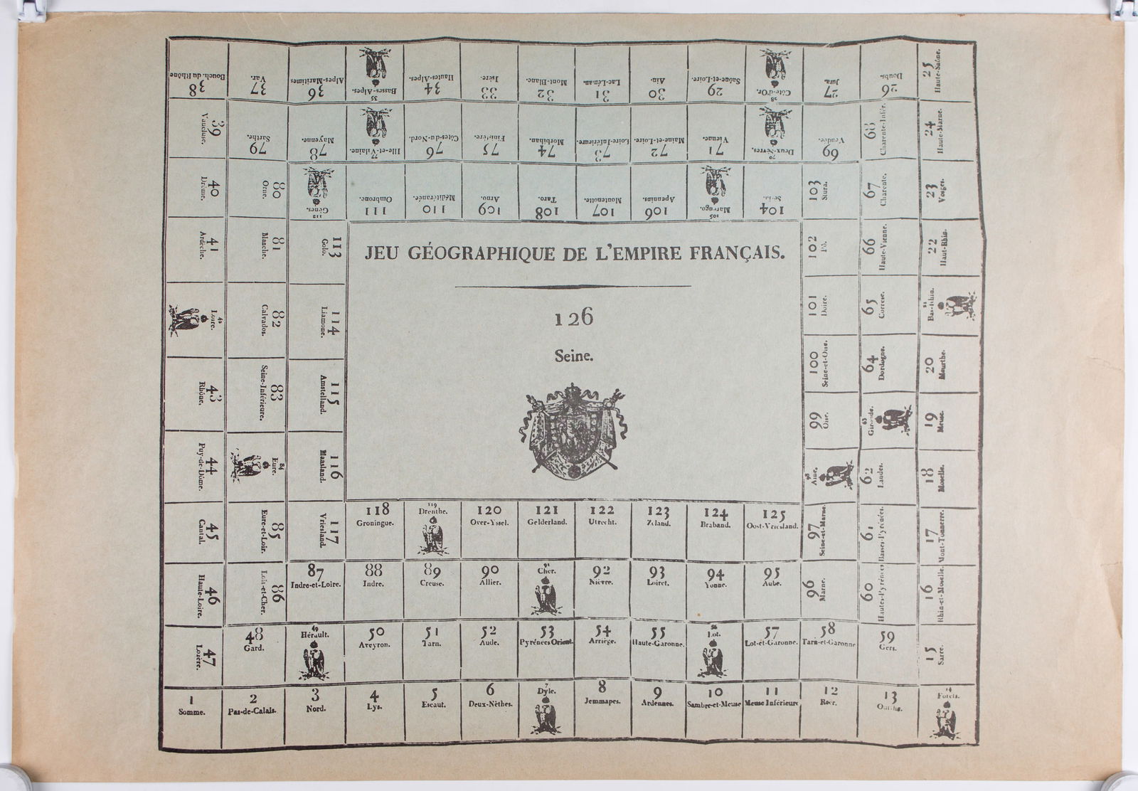 French Jeu de L'oie/ Goose game 1800 French Empire: Title: French Jeu de L'oie/ Goose game 1800 French Empire Description: The Game of the Goose or Goose game is a board game where two or more players move pieces around a track by rolling one or two