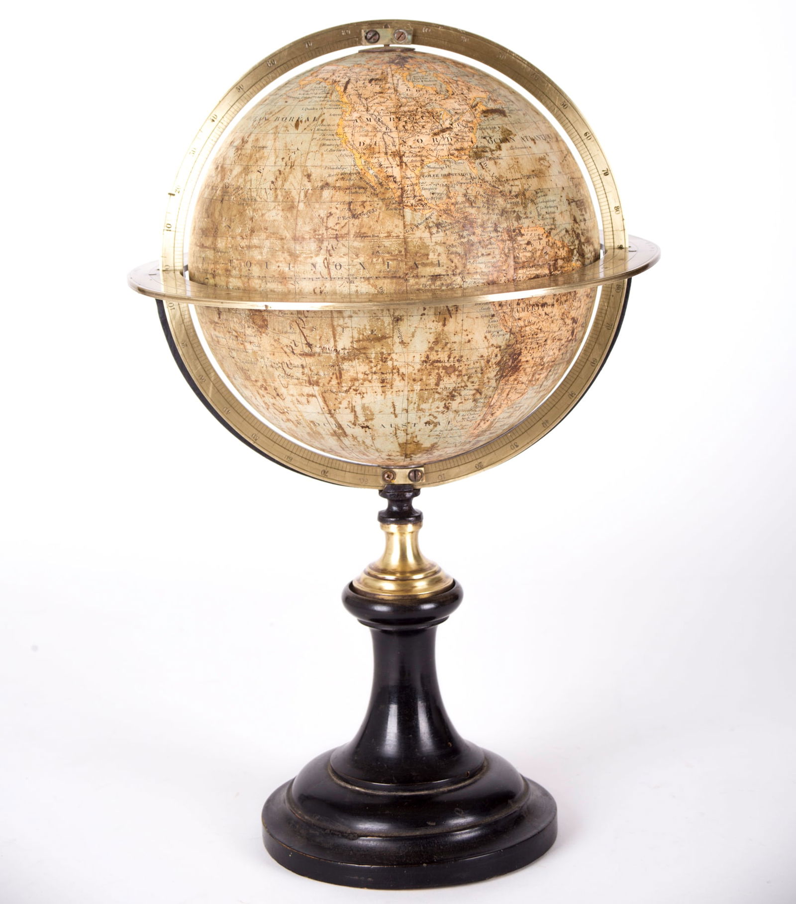 1870 Berteaux French antique terrestrial globe 7 " Delamarche successor: Title: 1870 Berteaux French antique terrestrial globe 7 " Delamarche successor Description: Charles-Francois Delamarche (1740-1817), the founder of the family firm was one of the most important