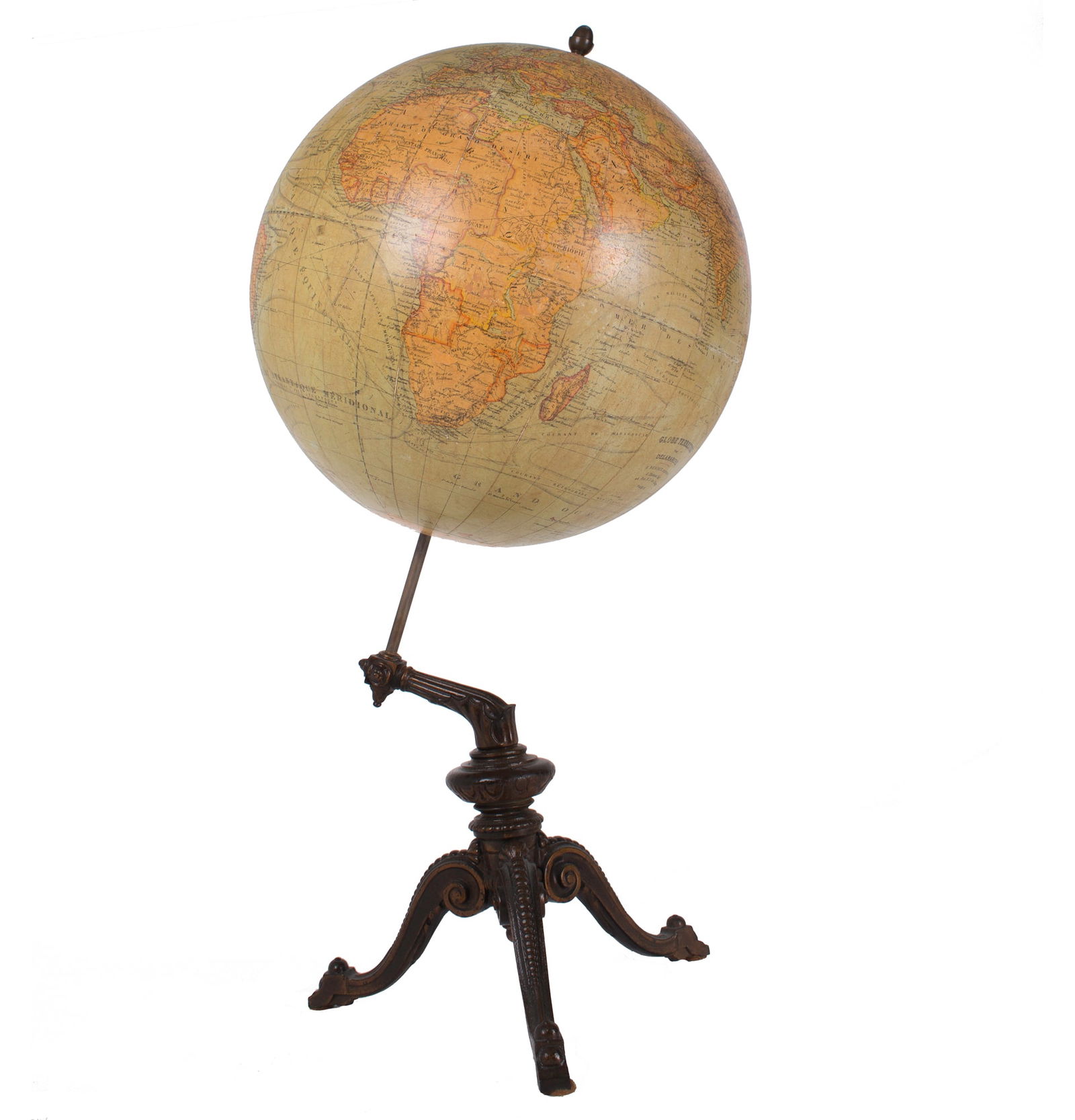 1900 Delamarche French antique terrestrial globe 13 " Berteaux editeur: Title: 1900 Delamarche French antique terrestrial globe 13 " Berteaux editeur Description: Charles-Francois Delamarche (1740-1817), the founder of the family firm was one of the most important French