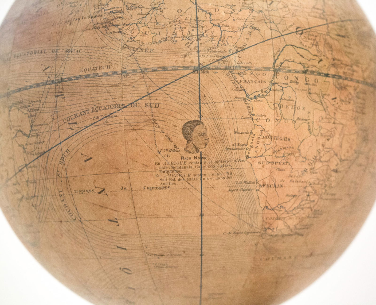 1880 antique terrestrial globe Windels - 3