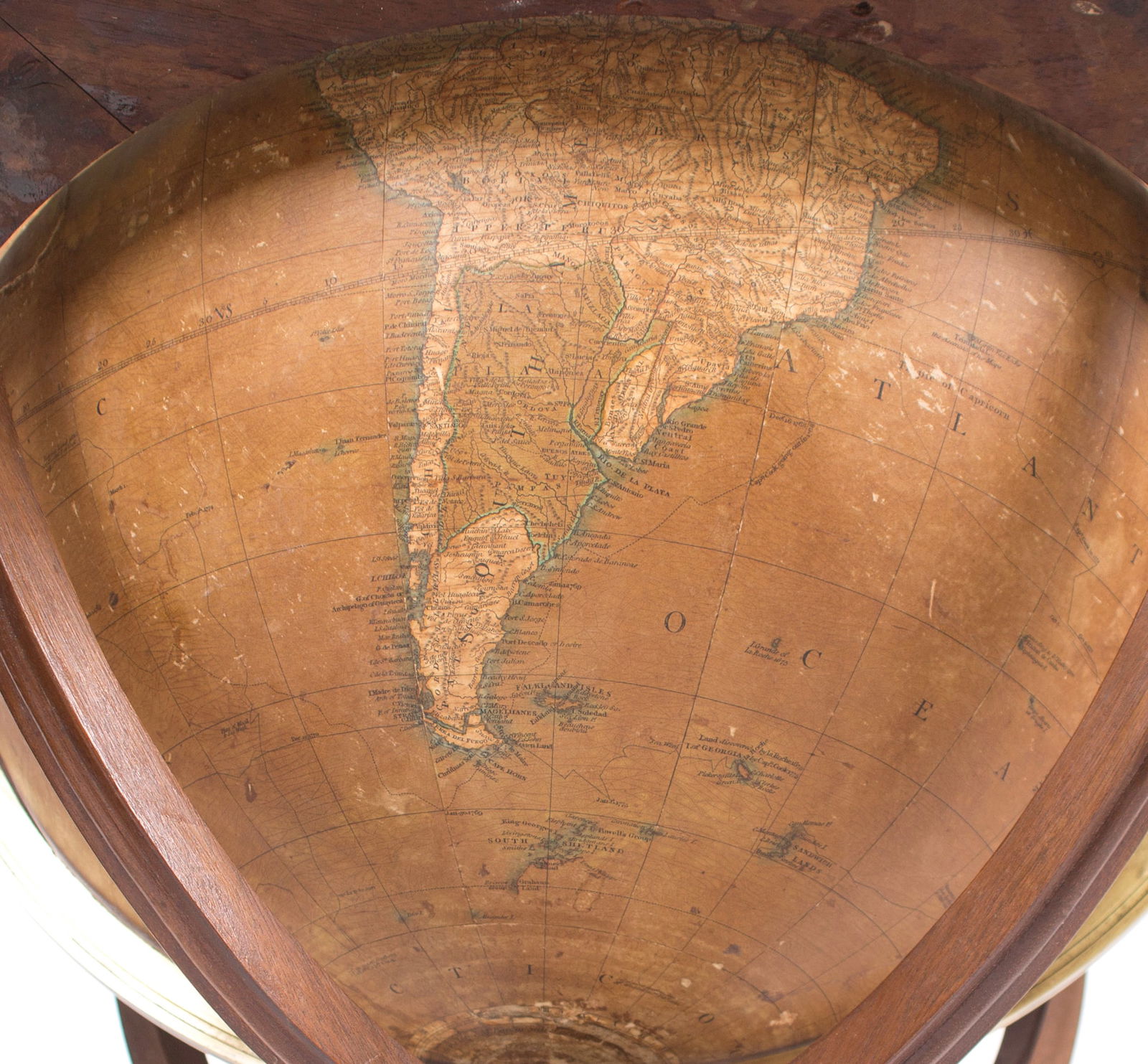 18-inch W & T M Bardin terrestrial globe on stand, English, 1843 - 6