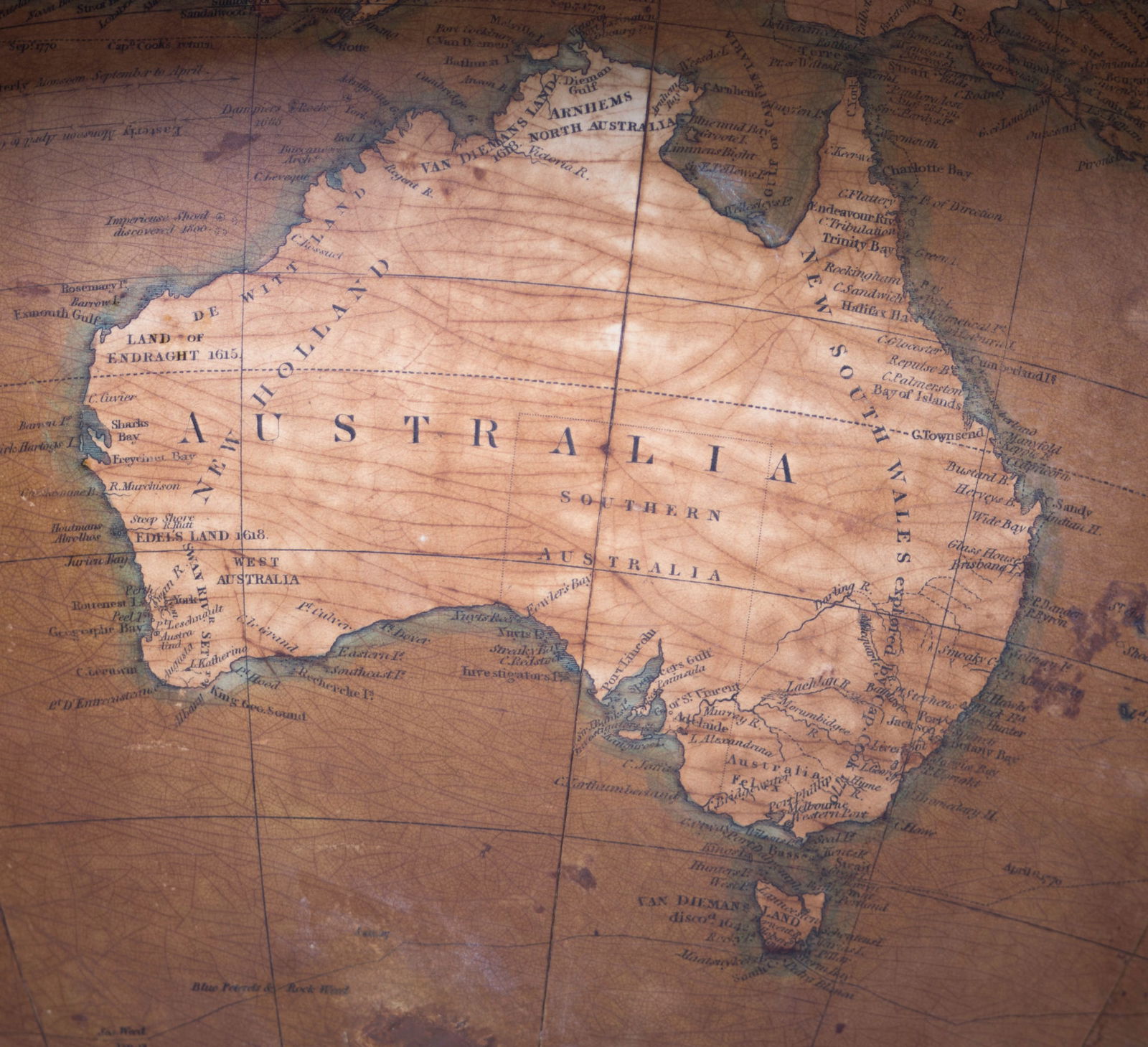 18-inch W & T M Bardin terrestrial globe on stand, English, 1843 - 7