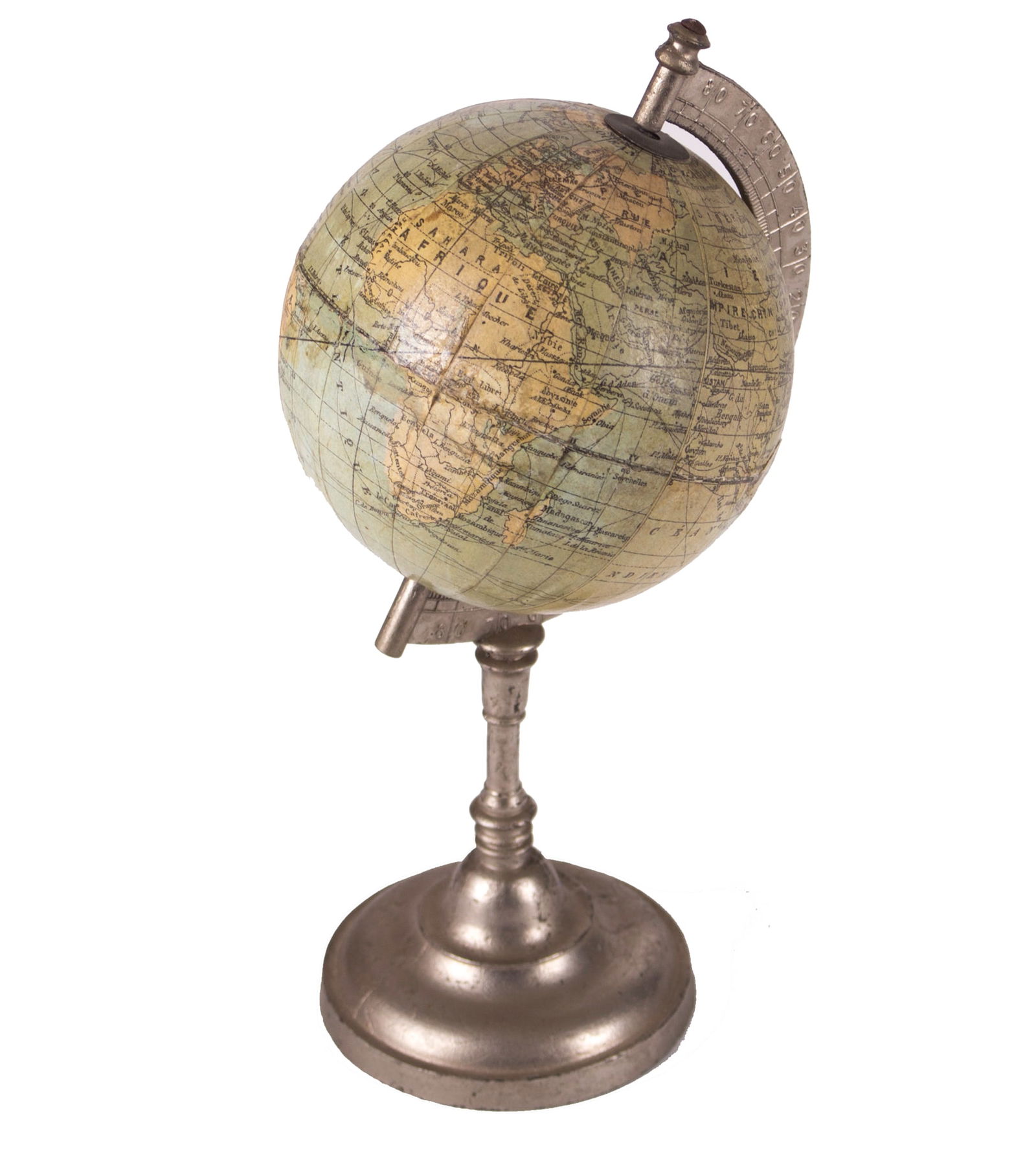 Small 4 inches French Terrestrial Globe NK Atlas 1885: Title: Small 4 inches French Terrestrial Globe NK Atlas 1885 Description: This 4 inches French globe has a cartouche "N K Atlas " from Paris indicating it is from NK ATLAS (NICOLAS - KELLER ) company