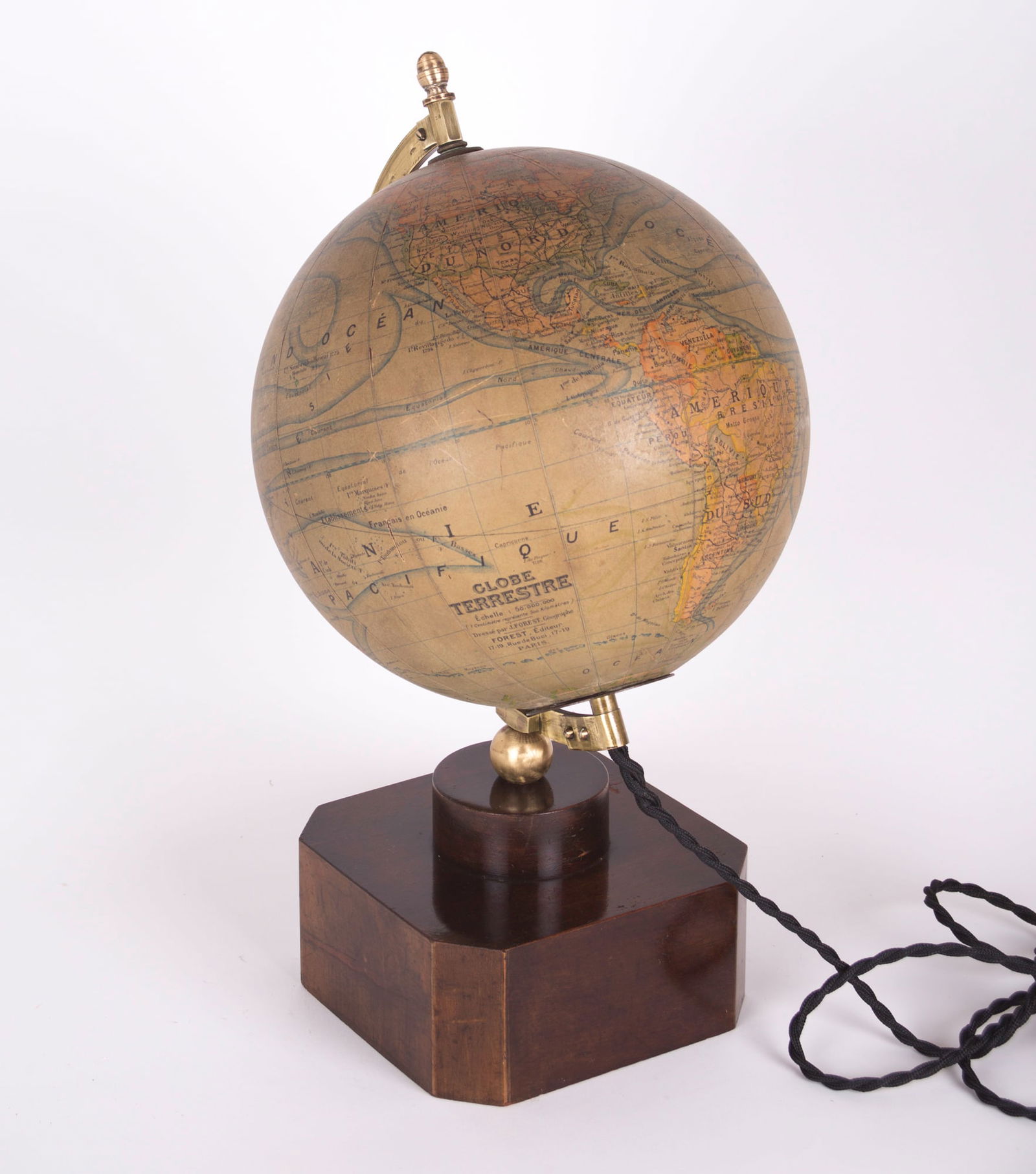 1920 ADNET FRENCH TERRESTRIAL GLASS GLOBE FOREST ART DECO MODERNIST - 4