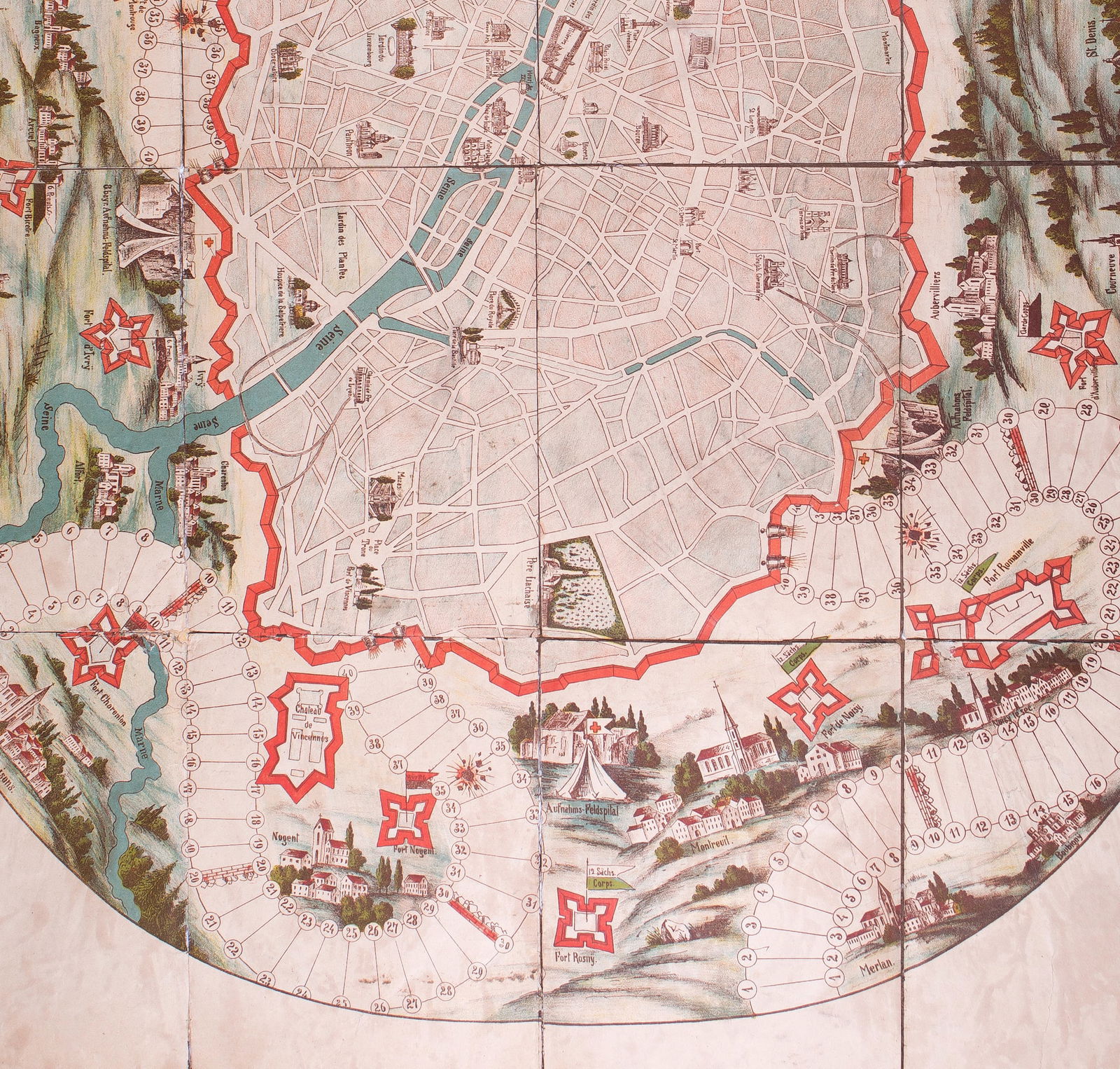 German Ludo game Paris map Franco-German War 1871 - 3