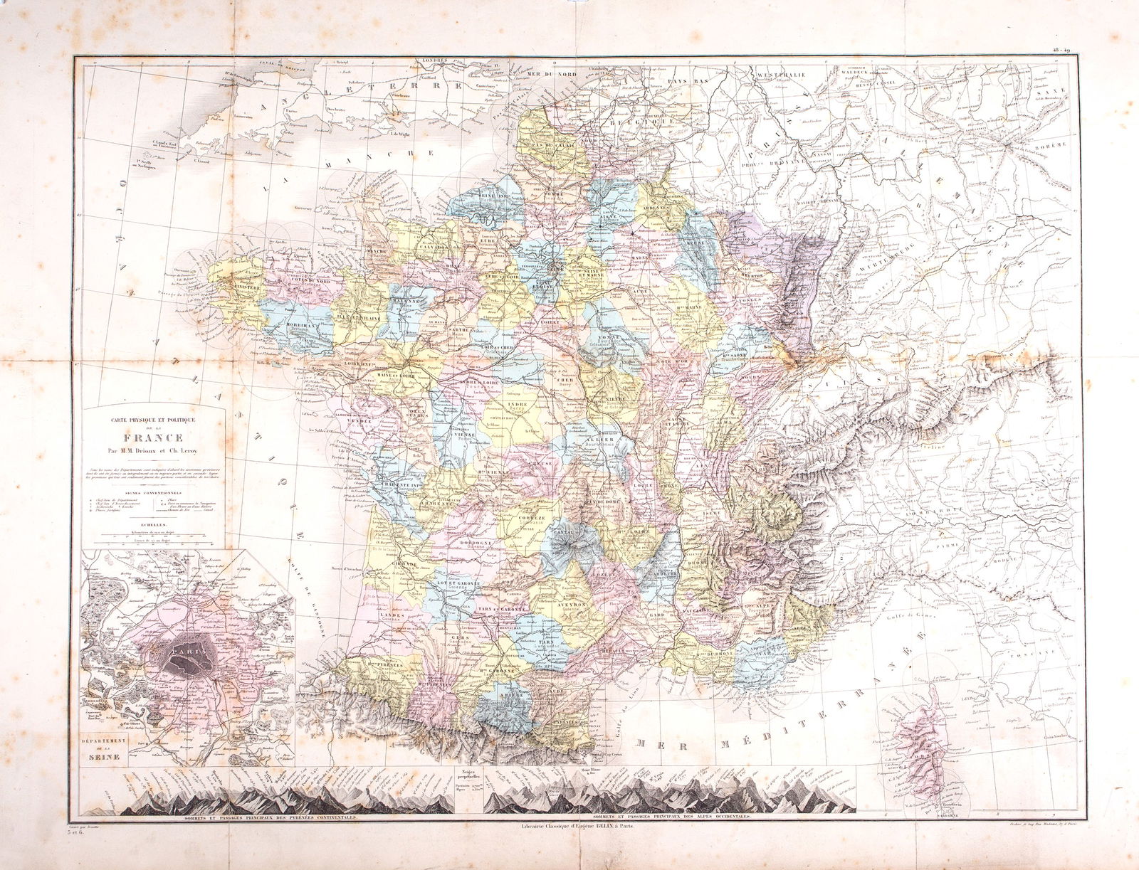 French road map of FranceDrioux and Leroy 1860 (1 of 3)