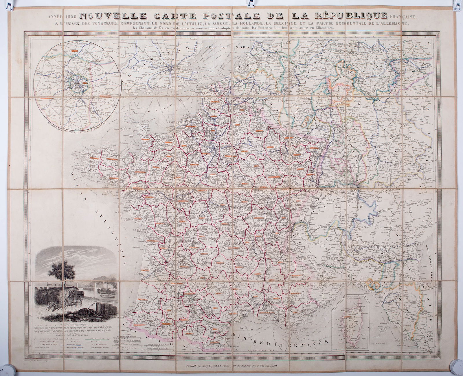 French map of France postal service Logerot Paris 1830 , Fremin geographer (1 of 4)