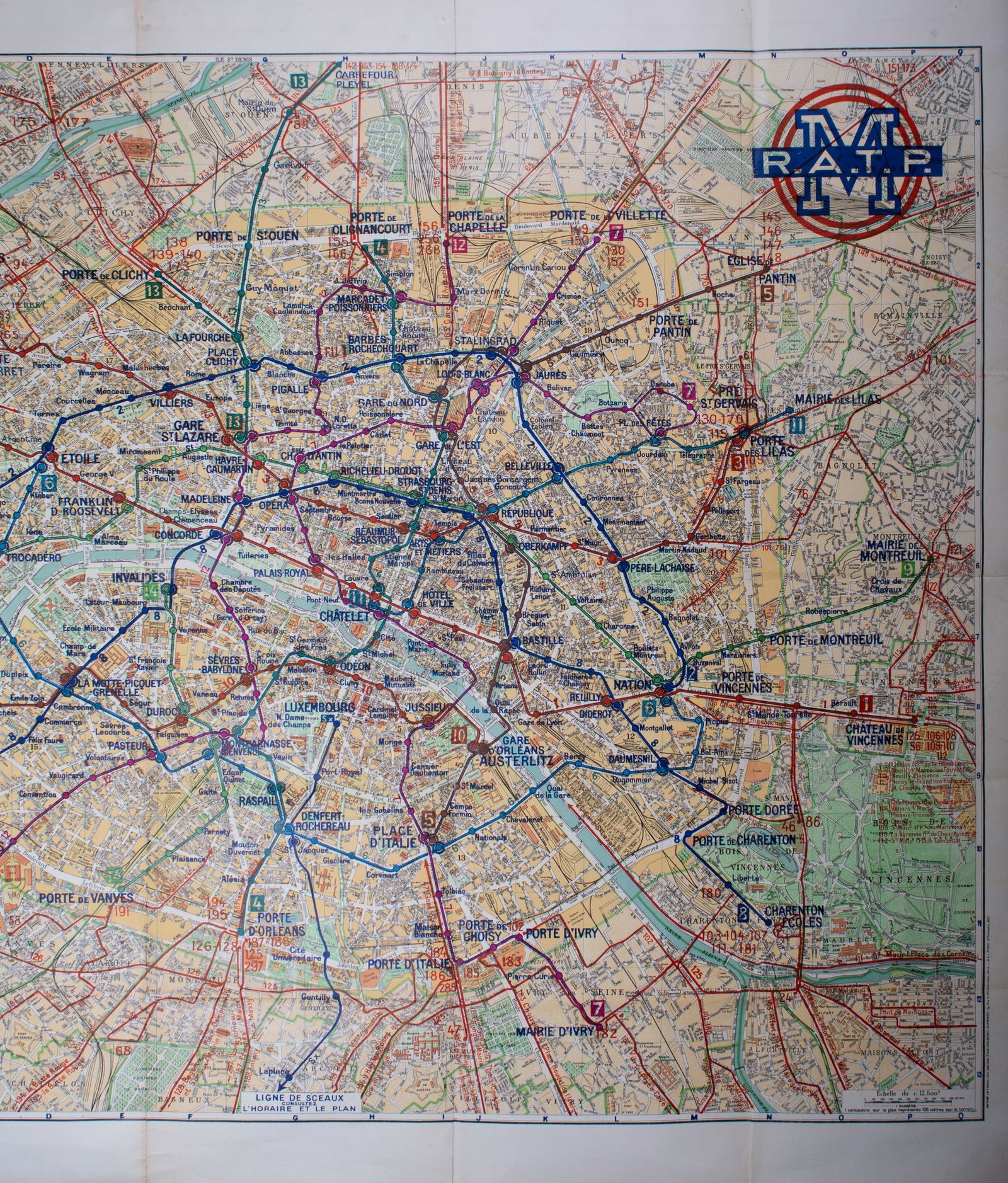 Large Paris subway map with numbered lines 1953 Tarride - 3