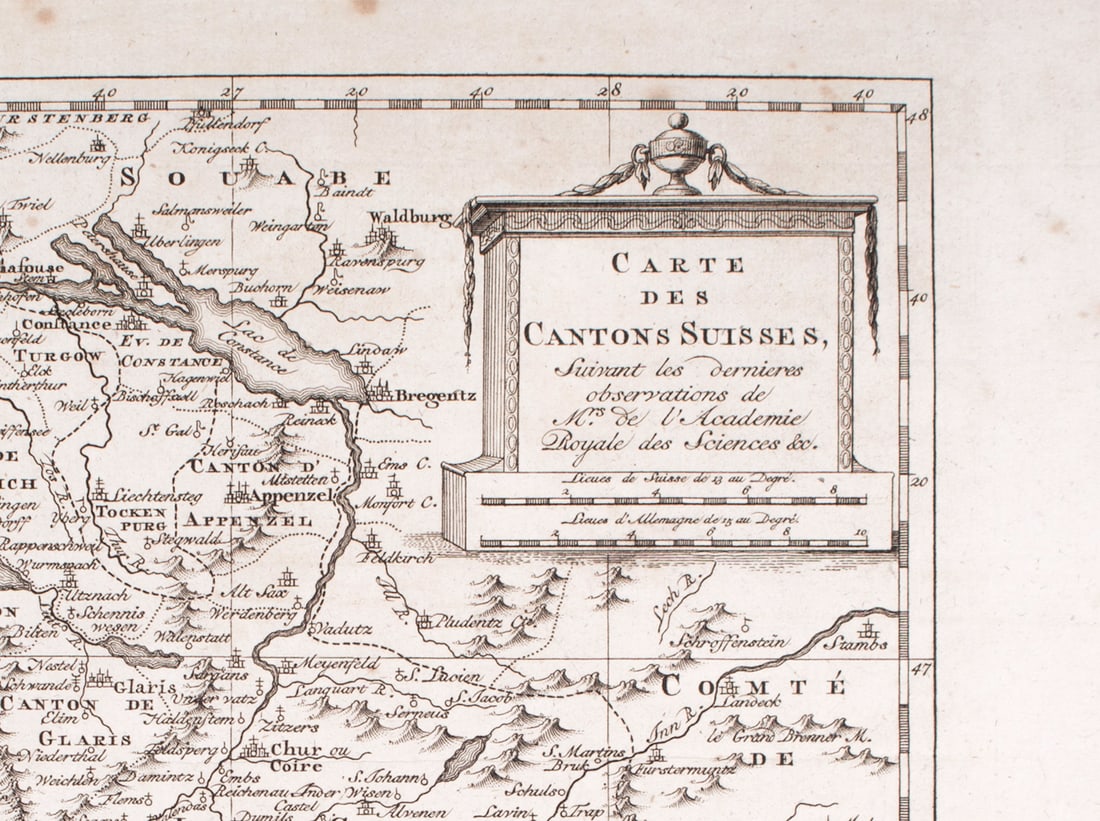 French map of Switzerland published by Bonne late 18th. - 3