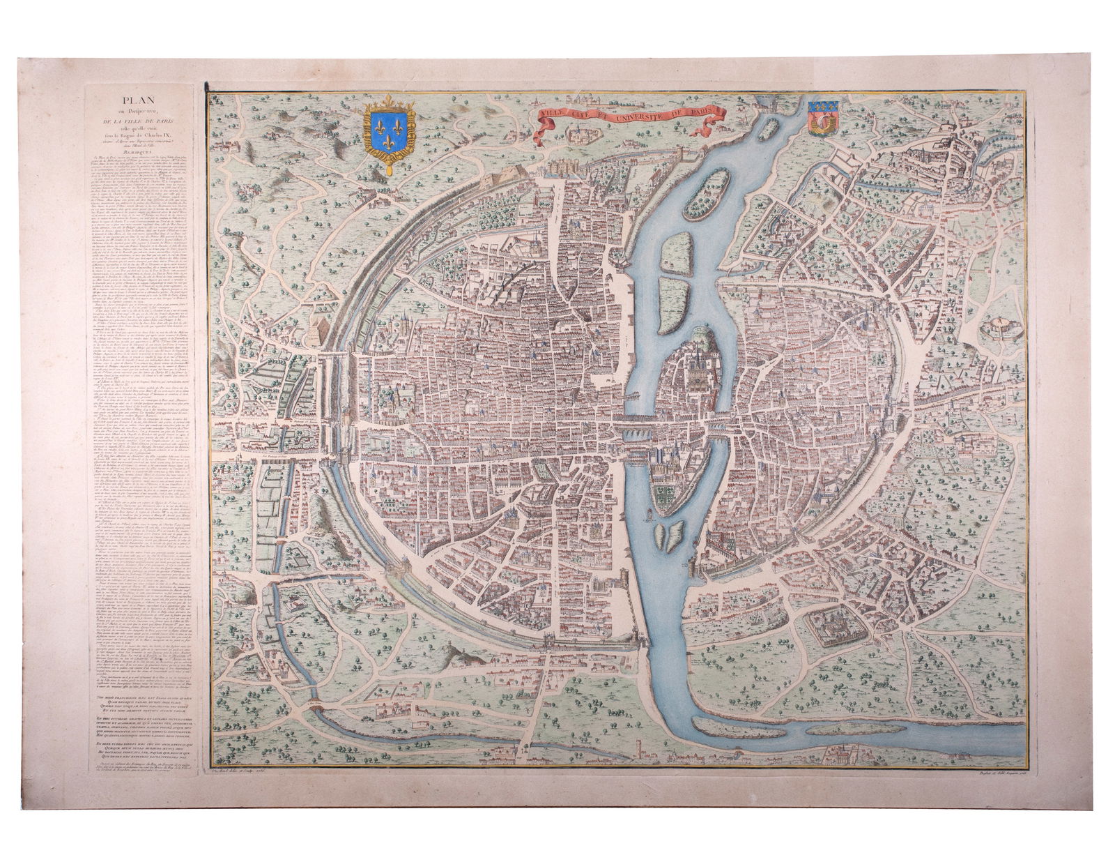 Engraving of Guillaume DHEULLAND Plan de la Ville de Paris 1756 (1 of 5)