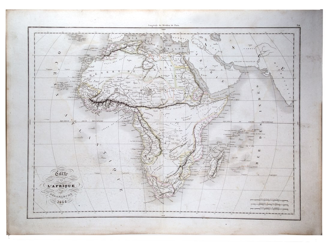 Antique French Engraving Felix Delamarche map of Africa 1838: Title: Antique French Engraving Felix Delamarche map of Africa 1838 Description: Charles-Francois Delamarche (1740-1817), the founder of the family firm was one of the most important French geographer