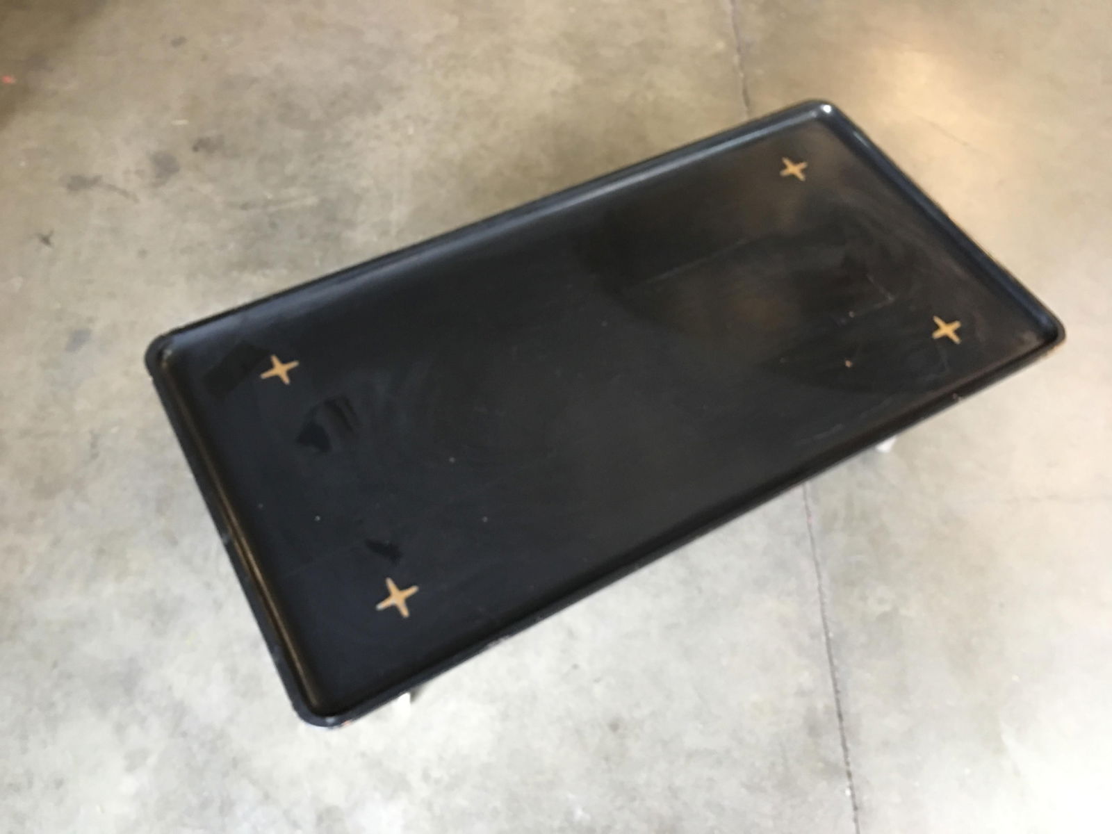 Rare Midcentury Black Lacquer Coffee Table with Solid Cast Bronze Base - 13