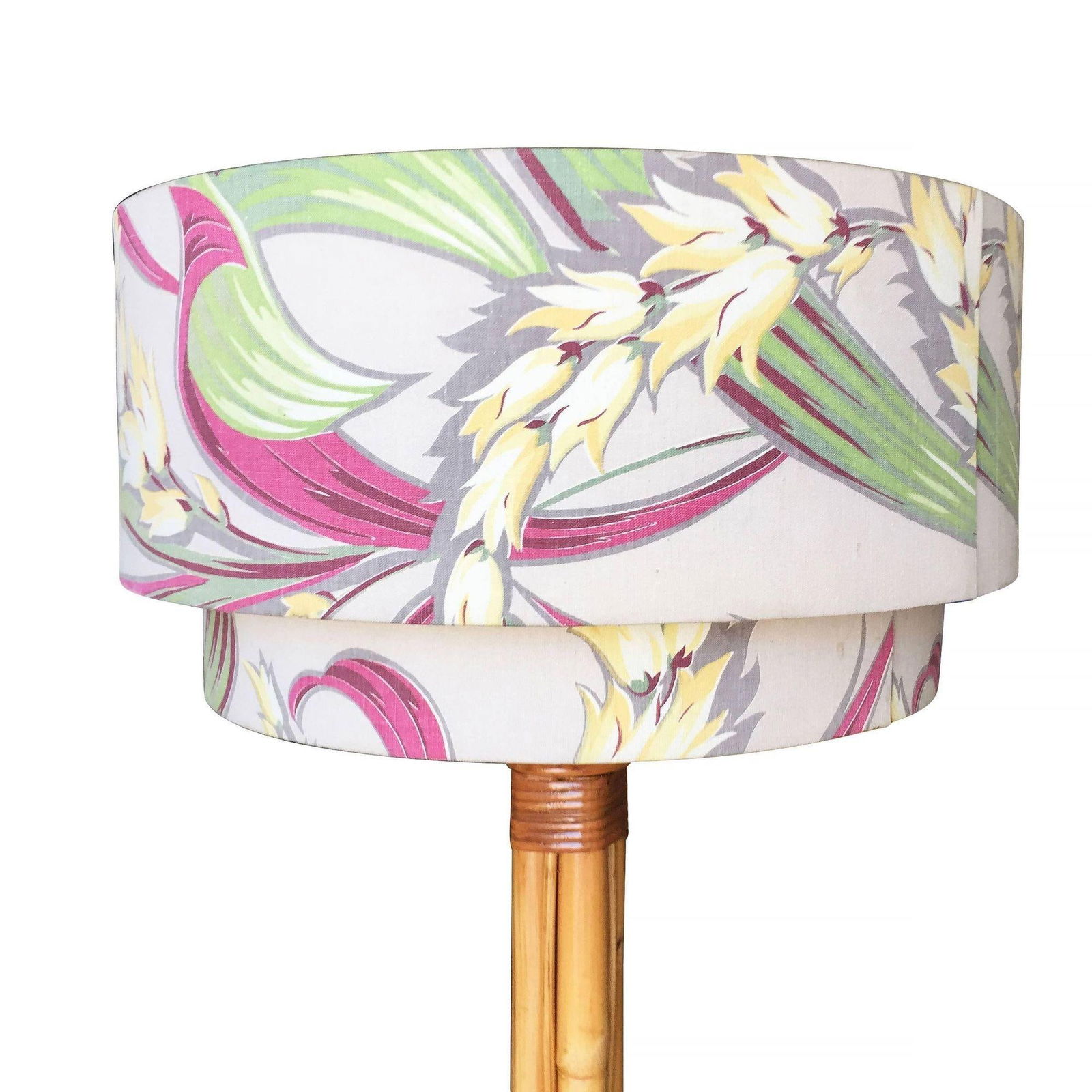 Restored Rattan & Mahogany Pole Floor Lamp - 13