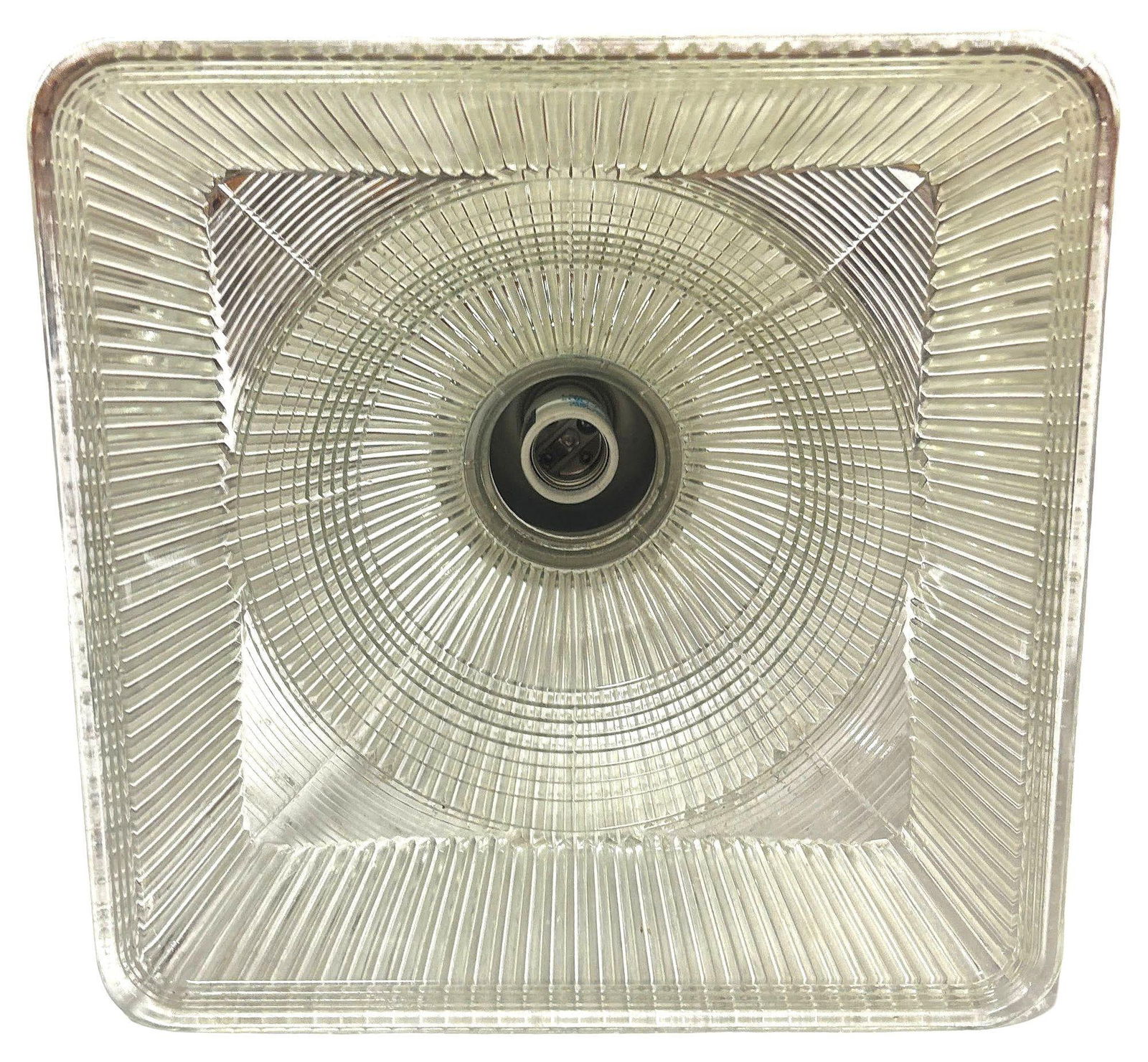 Stepped Holophane Square Pendant Chrome Ceiling Light - 11