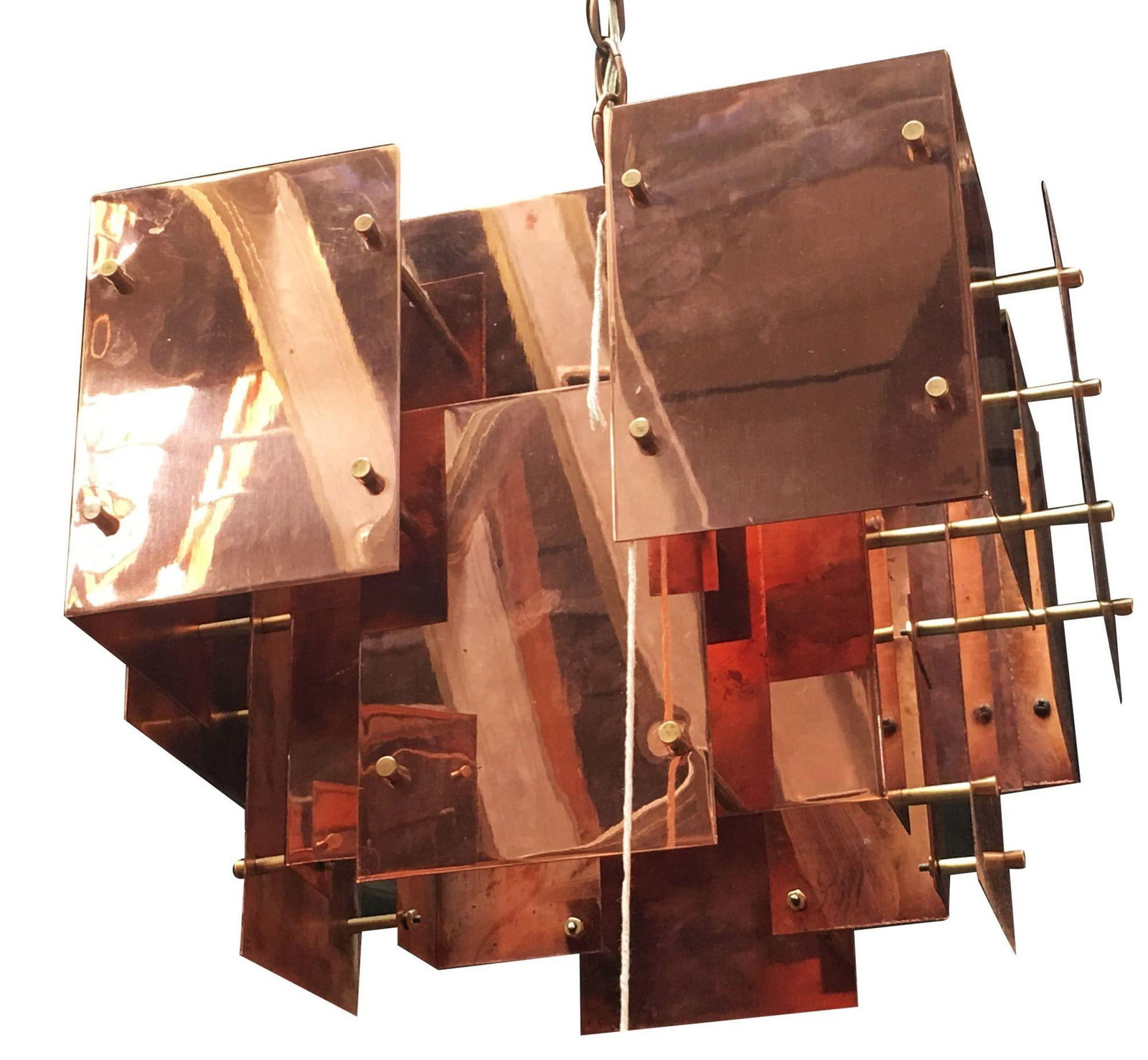 Robert Sonneman Designed Floating Panel "Cityscape" Brutalist Chandelier - 3