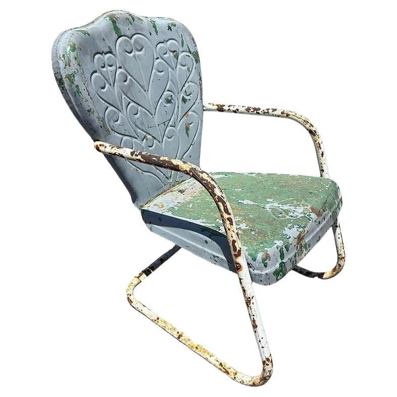 Mid-century Steel Scrolling Springer Patio Outdoor Lounge Chair - 2