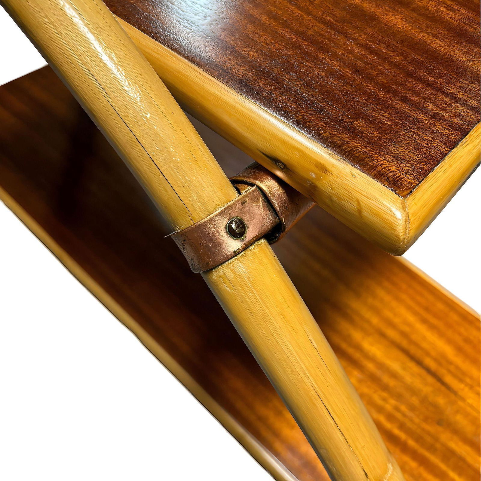 Rattan & Mahogany Double Arch "Tropitan" 2-Tier Side Table by Ritts, Pair - 13