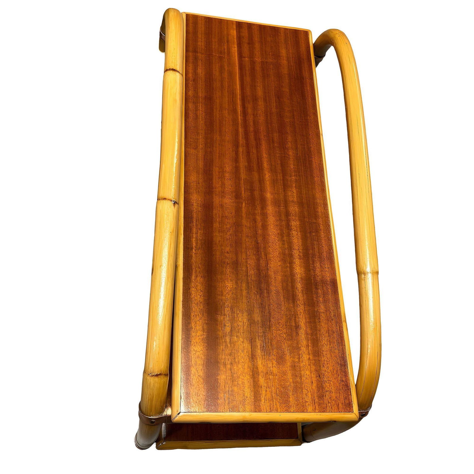 Rattan & Mahogany Double Arch "Tropitan" 2-Tier Side Table by Ritts, Pair - 4