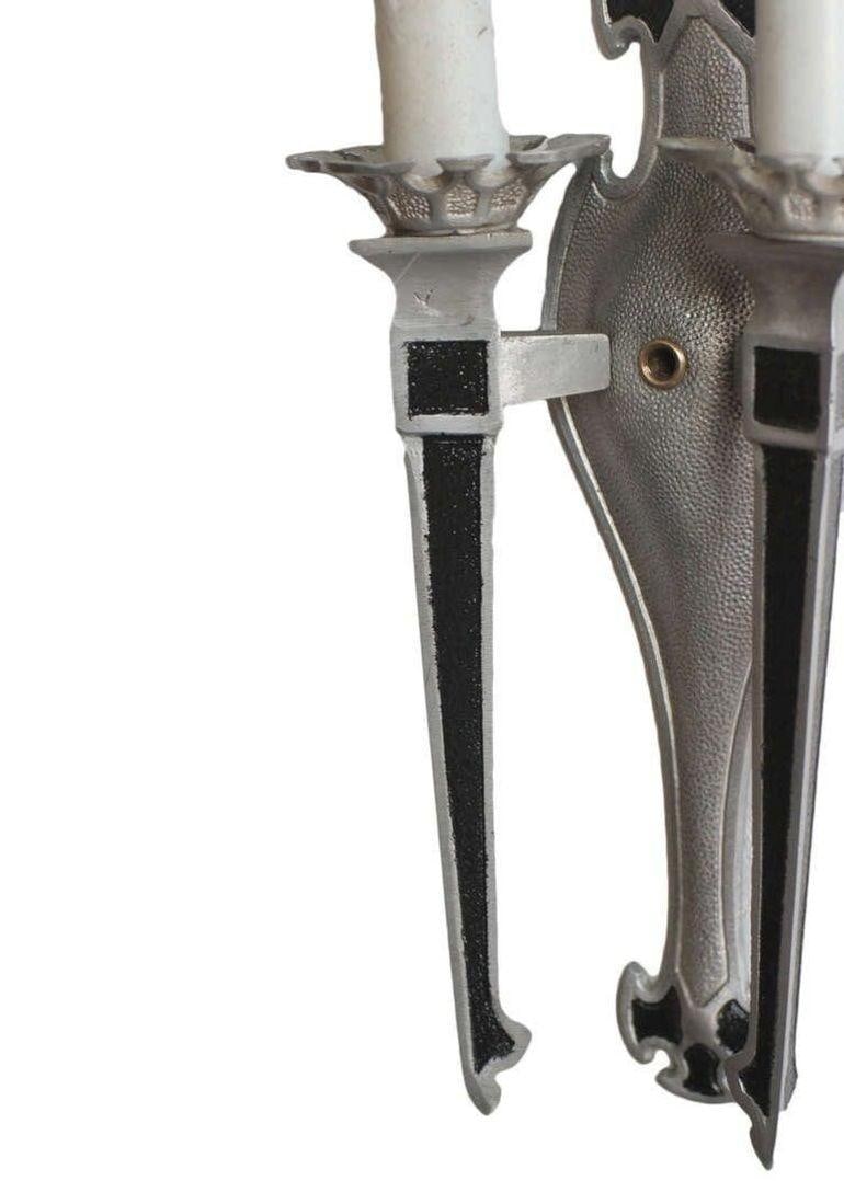 Geometric Art Deco Aluminum Lighted Wall Sconces, Set of 4 - 20