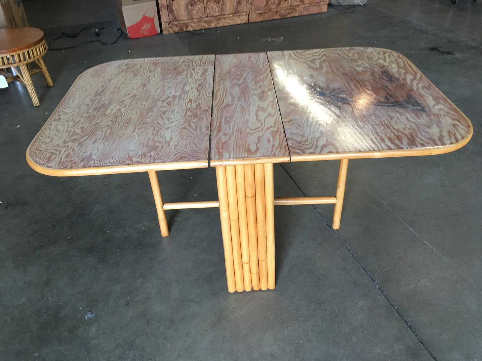 Rare Restored Gateleg Dining Table with Screen Printed Plywood Top - 6