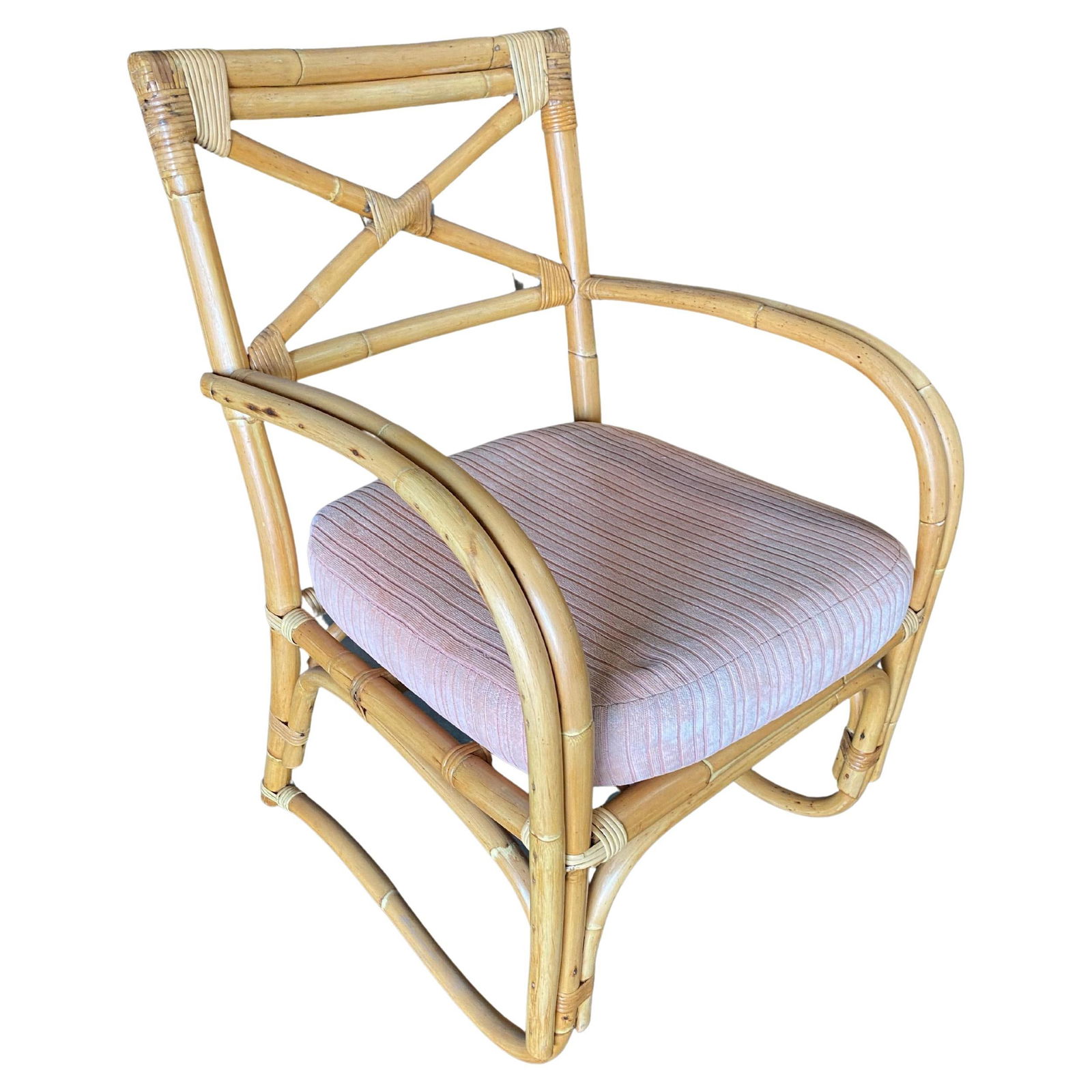 Rattan 2-Strand X-Back Lounge Chair with Streamline Speed Arms - 19