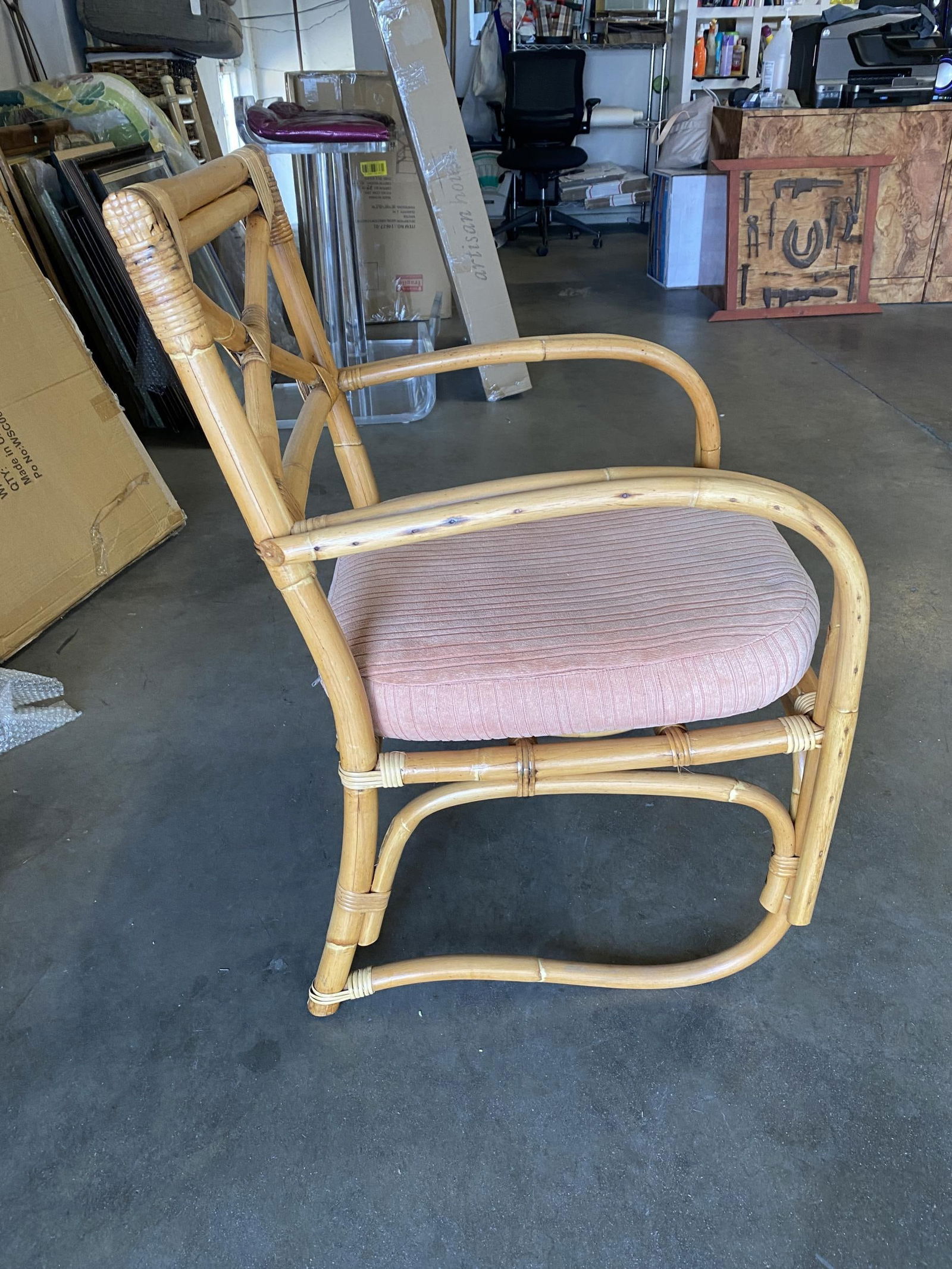 Rattan 2-Strand X-Back Lounge Chair with Streamline Speed Arms - 9