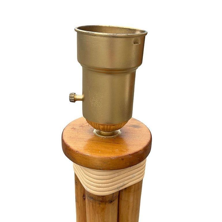 Restored 4-Strand Art Deco Rattan Floor Lamp W/ Stepped Base - 17