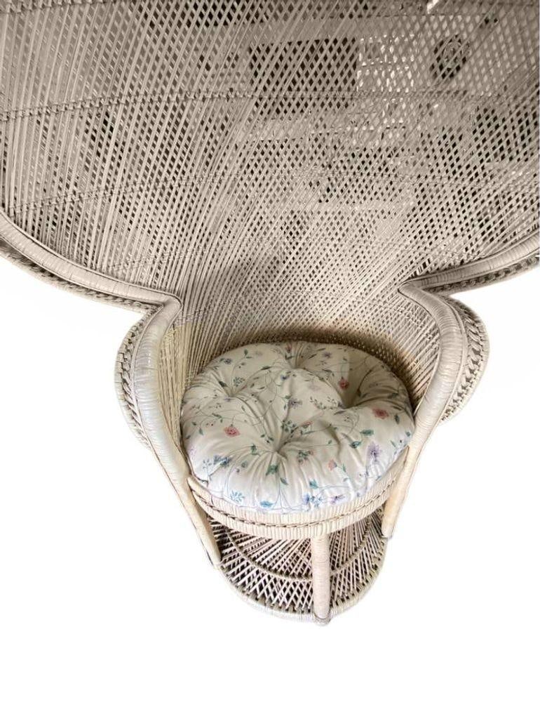 Restored Rattan Large Pale Woven Wicker "Cobra" Lounge Throne Chair - 12