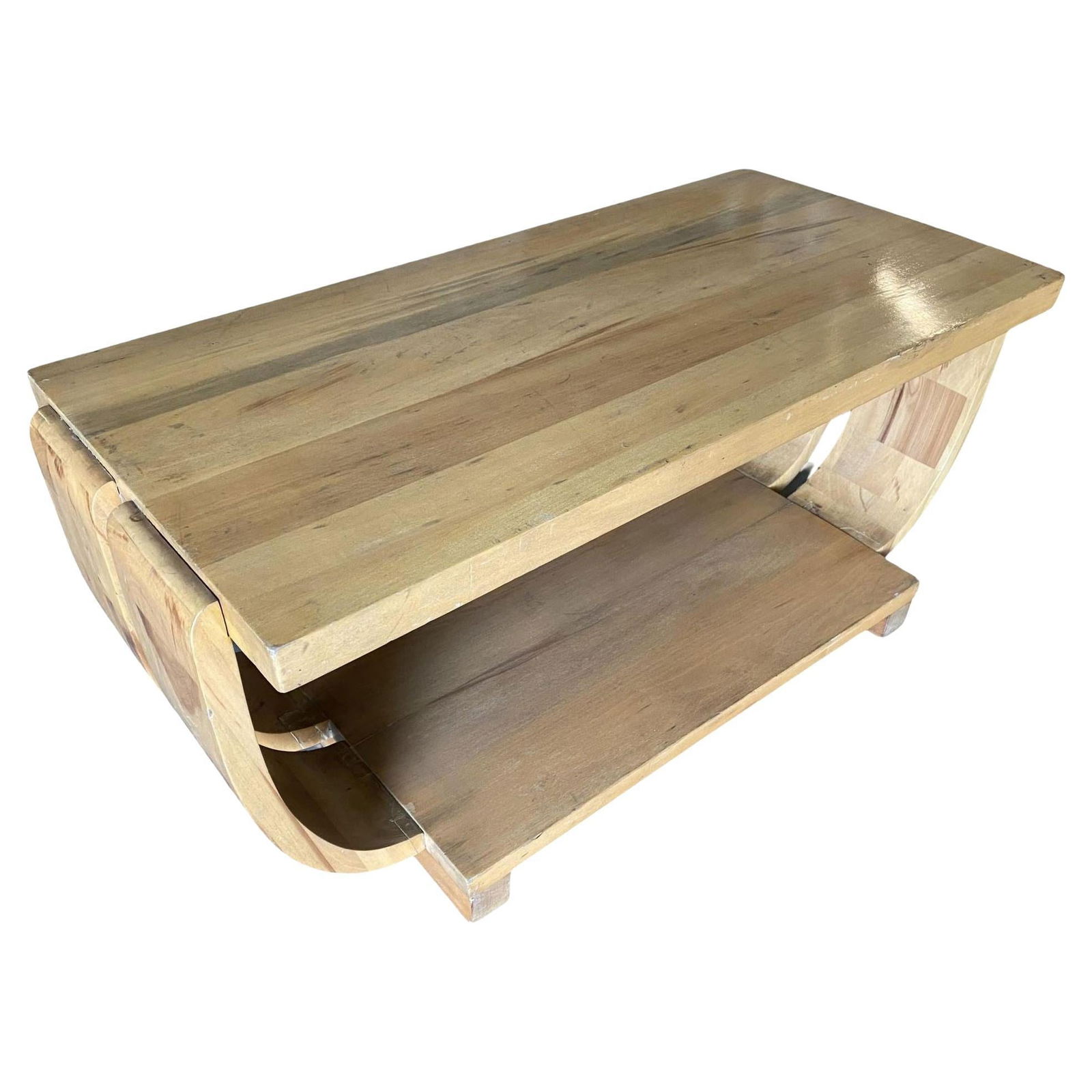 Streamline Art Deco Natural Stain Mahogany Coffee Table by Brown Saltman: Title: Streamline Art Deco Natural Stain Mahogany Coffee Table by Brown Saltman Description: Beautiful streamline Brown-Saltman coffee table, circa 1930. The Classic Art Deco styling is accentuated by