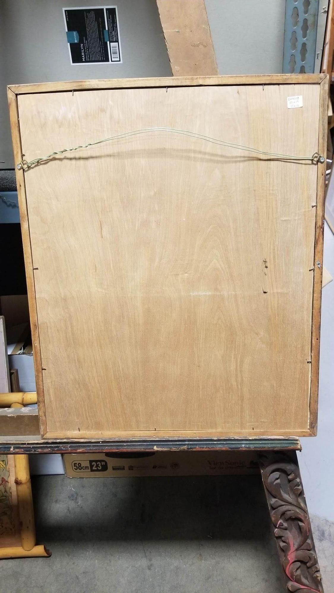 Hawaiian Airbrush Nude on Paper by Mundorff Honolulu in Bamboo Frame, 1945 - 12