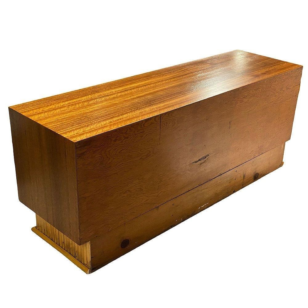 Restored Frankl Style Rattan & Mahogany Credenza TV Stand W/ Stacked Rattan Base - 13