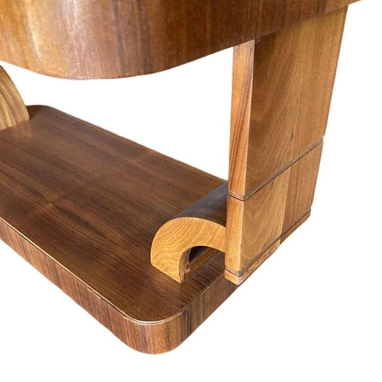 Gilbert Rohde Style Art Deco Mahogany Coffee Table w/ Cobalt Glass Top - 11